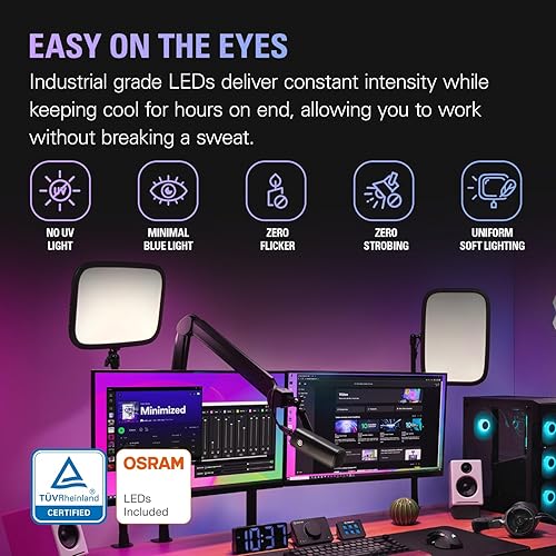 Miniatura 2 de Elgato Key Light - Luz de estudio profesional de 2800 lúmenes con abrazadera de escritorio para streaming, grabación y videoconferencia, temperatura