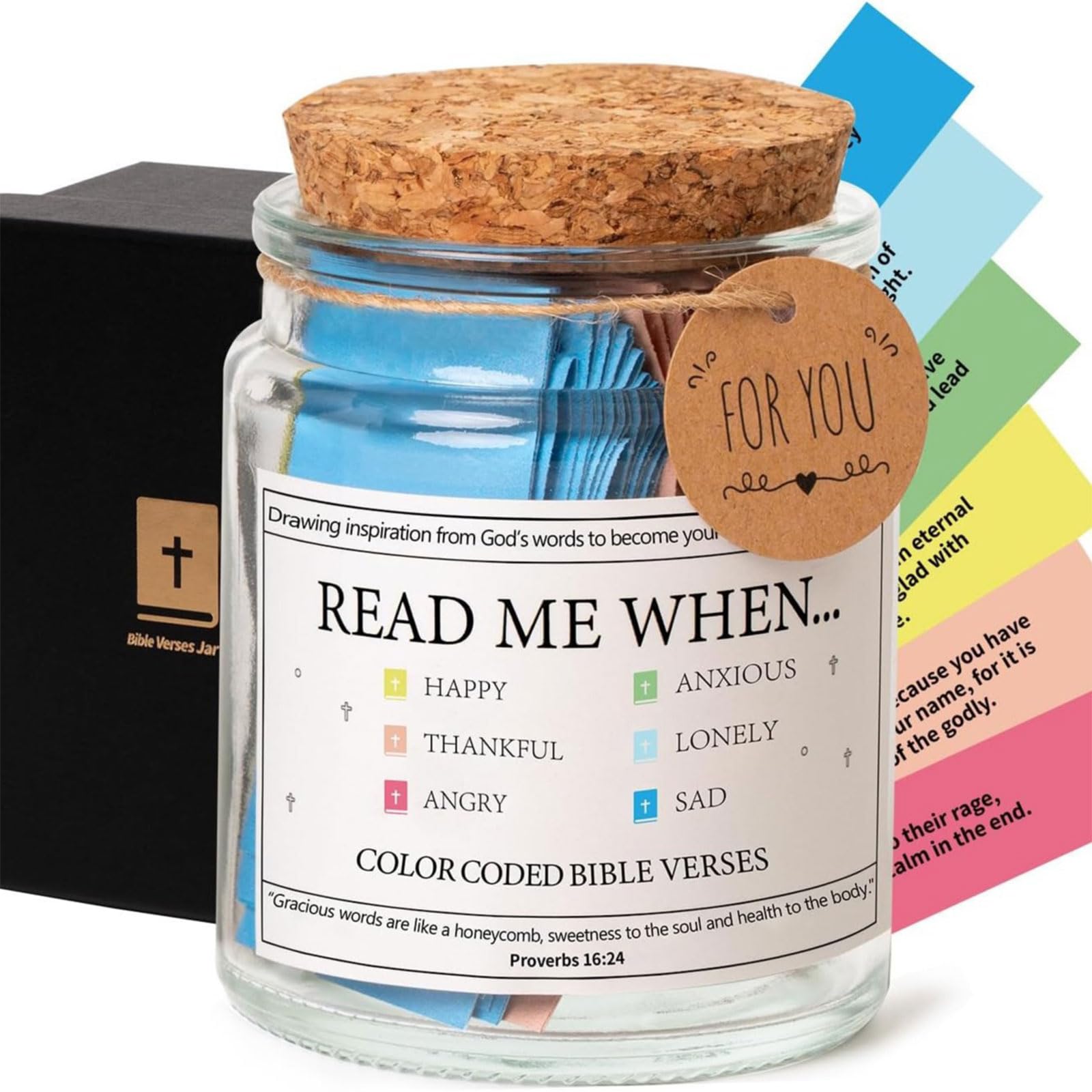 Prayer Bible Verses Glass Vessel Including Scripture Cards Faith Decors for Personally Reflection Religious Bible Verses Wishing Jar