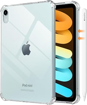 MoKo Case for iPad mini 7 A17 Pro, iPad mini 7th/6th Generation Case 8.3 inch 2024/2021 Thin Lightweight Soft TPU Crystal Clear Cover Drop Protective Case for iPad mini 7th Generation 2024, Clear