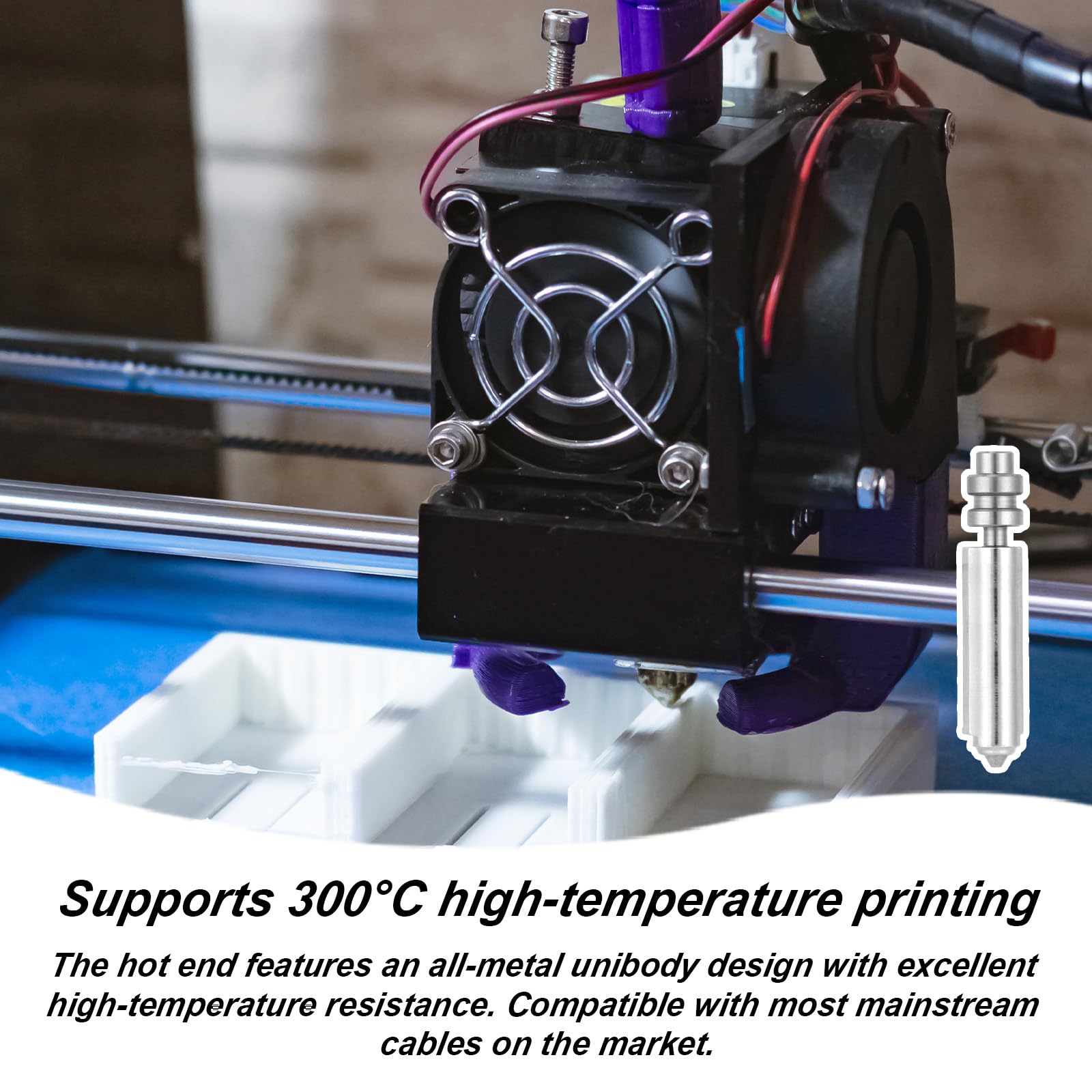2szt 0,4mm Dysze Hotend dla Kobra X, Hartowana Stal Zintegrowana Dysza ze Szczoteczką do Dyszy Drukarka 3D Złożony Zestaw Wytłaczarki dla Kobra X All Metal Hot End/Części Głowicy Wydruku