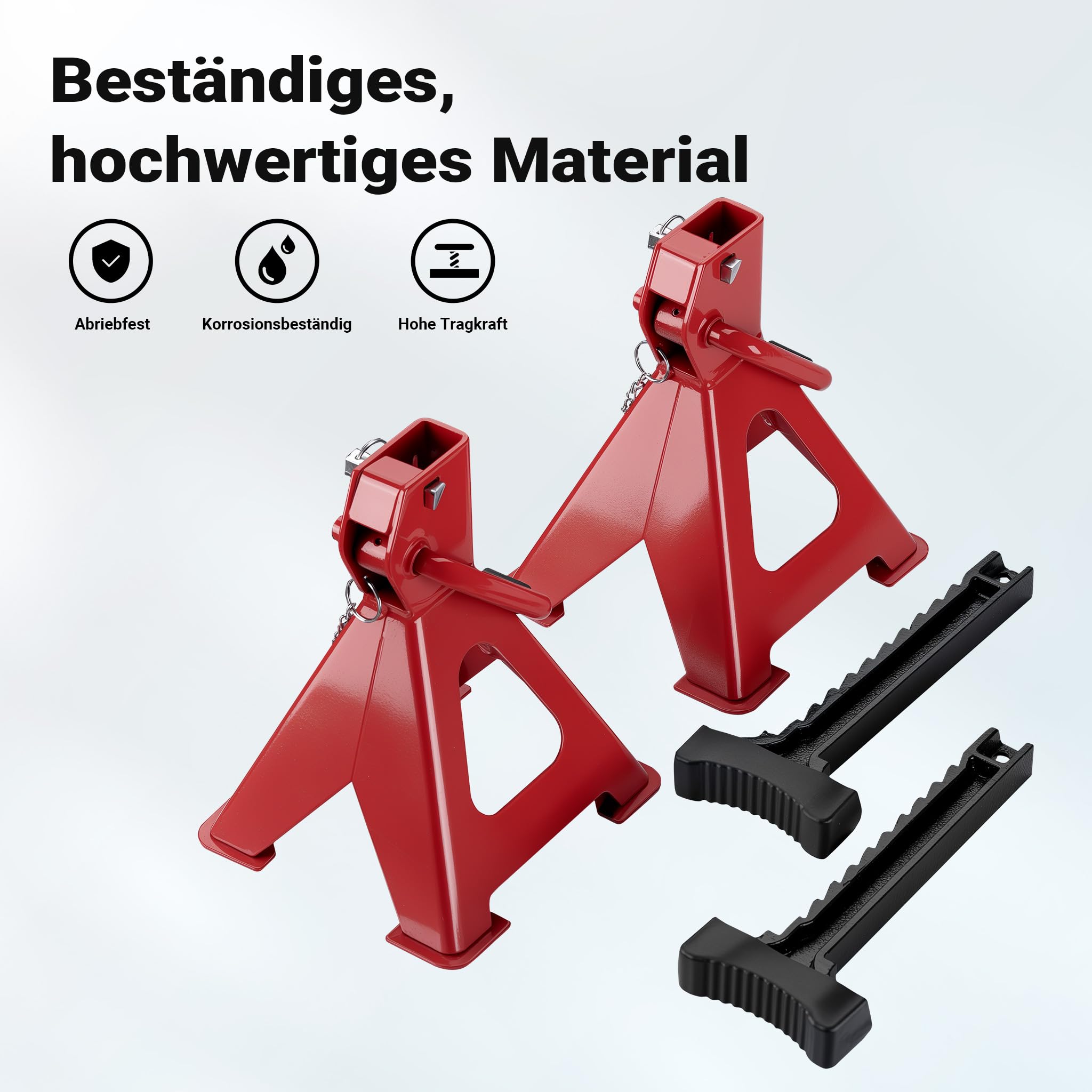 Wiltec 2 x Unterstellbock höhenverstellbar je 3 t Tragkraft, Stützböcke Hubhöhe 29-42,5 cm, Autobock mit Gummischutz, KFZ Bock mit Sicherungssplint