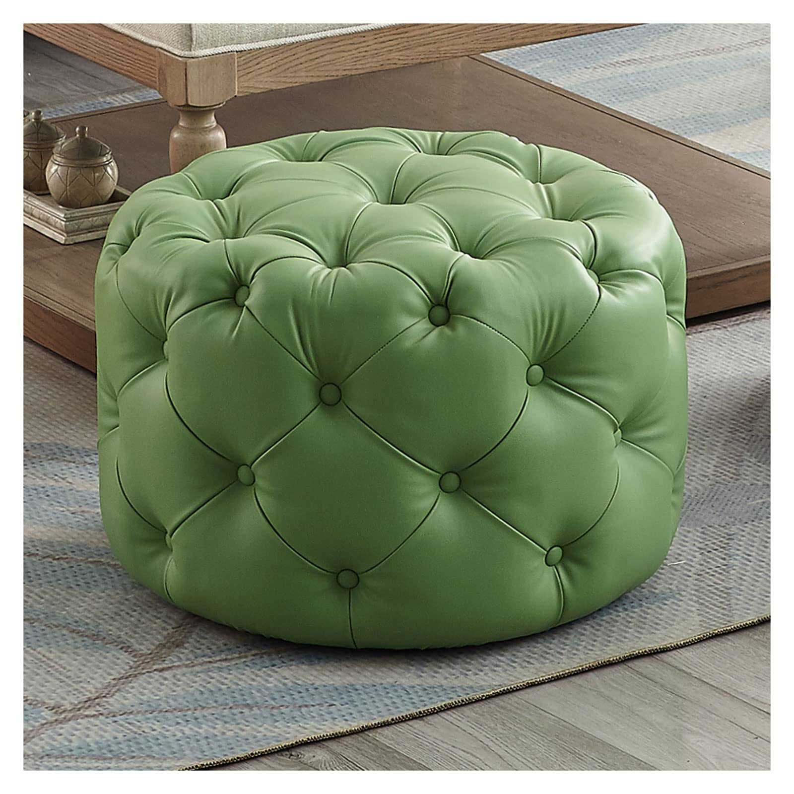 Repose-pieds rembourré capitonné et petit tabouret de salon en tissu