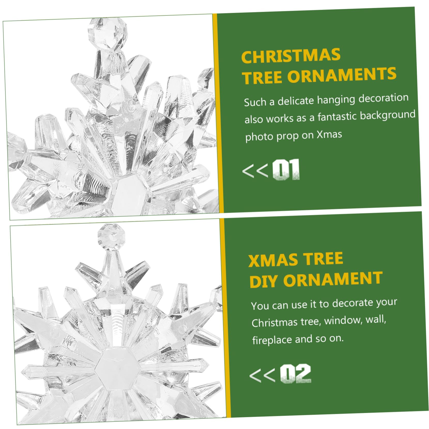 50 Stück Acryl Weihnachtsbaum Anhänger Schneeflocke Silberne Hängende Dekoration für Weihnachtsbaum und Fenster Zarte Weihnachtsdeko für Festliche Stimmung