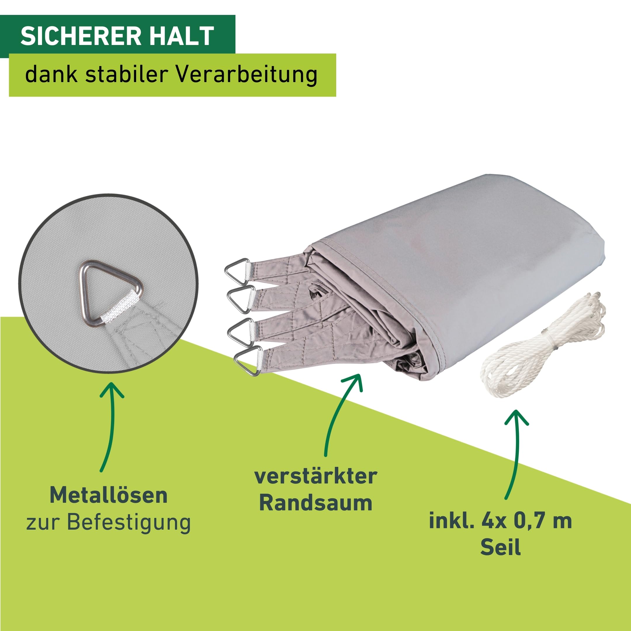 Windhager Sun Sail Cannes | Hellgrau | rechteckig | beschichtetes Polyester-Gewebe | 3 x 4 m, 180 g/m² | Sonnenschutz Terrasse | UV- und witterungsbeständig | Wind- und wasserabweisend