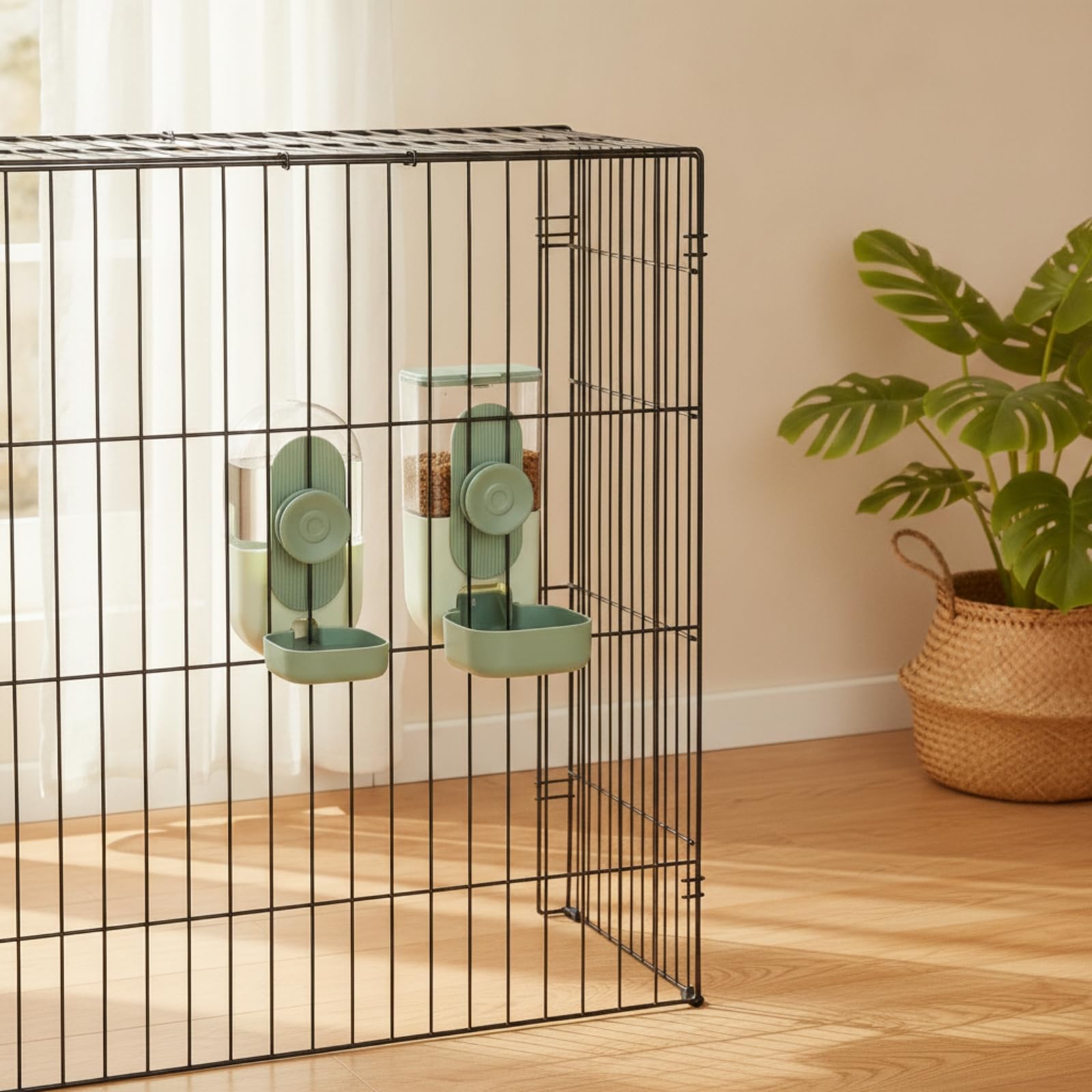 Colcolo Distributore d'Acqua Mangiatoia E Abbeveratoio per Pet a Flusso Continuo per Crocchette Serbatoio Trasparente in Plastica Resistente Fissaggio Adatto per Cani Gatti Conigli