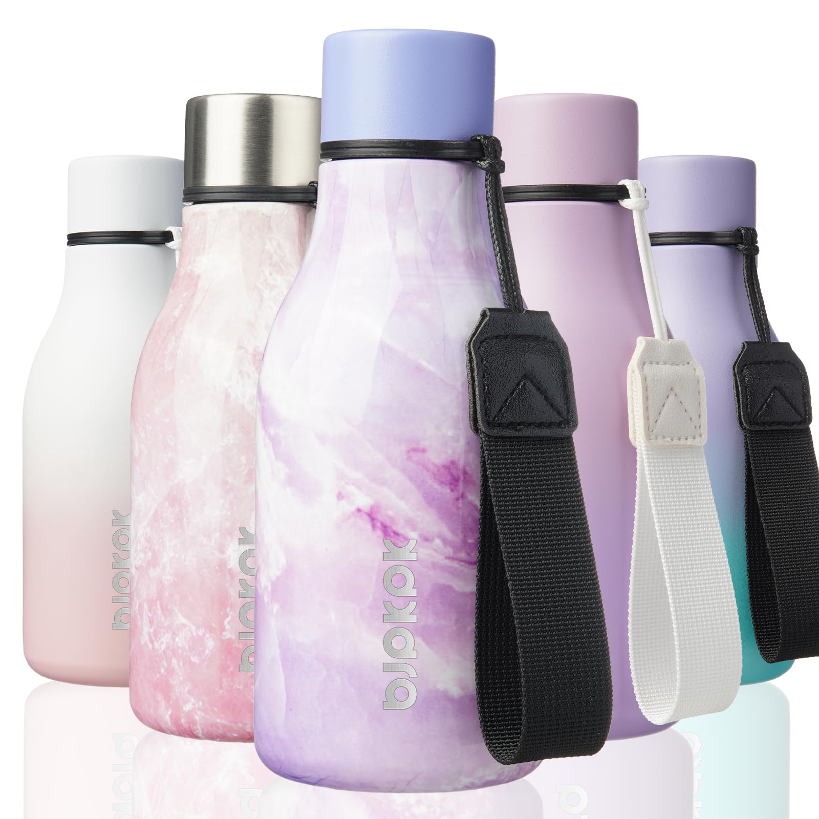 BJPKPK 12oz Insulated Water Bottle, Stainless Steel Bottle with Carry Strap | Keep Cold &amp; Hot Vacuum Insulation, Leak-Proof BPA-Free Design, Slim Bottle Fits Most Cup Holders for Gym, Office &amp; Travel