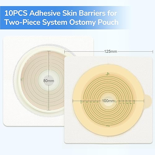 Miniatura 3 de 10 unidades de barrera cutánea con borde no tejido para bolsas de colostomía de dos piezas, cortadas para ajustar, 2.756 in máx