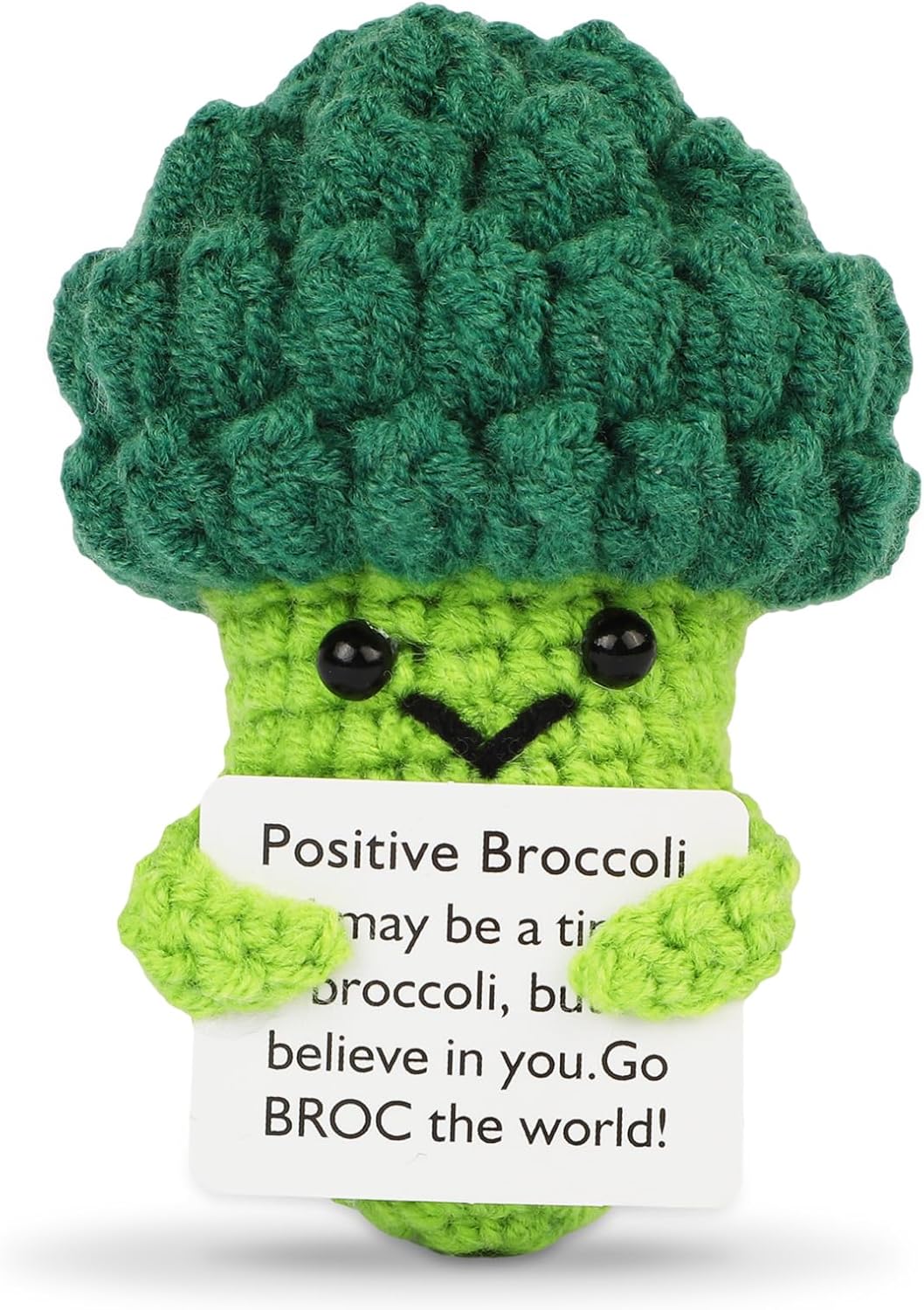 Hoedia Handmade Emotional Broccoli Crochet Doll - Cute Positive Support Gift with Card for Birthdays, Holidays & Friends