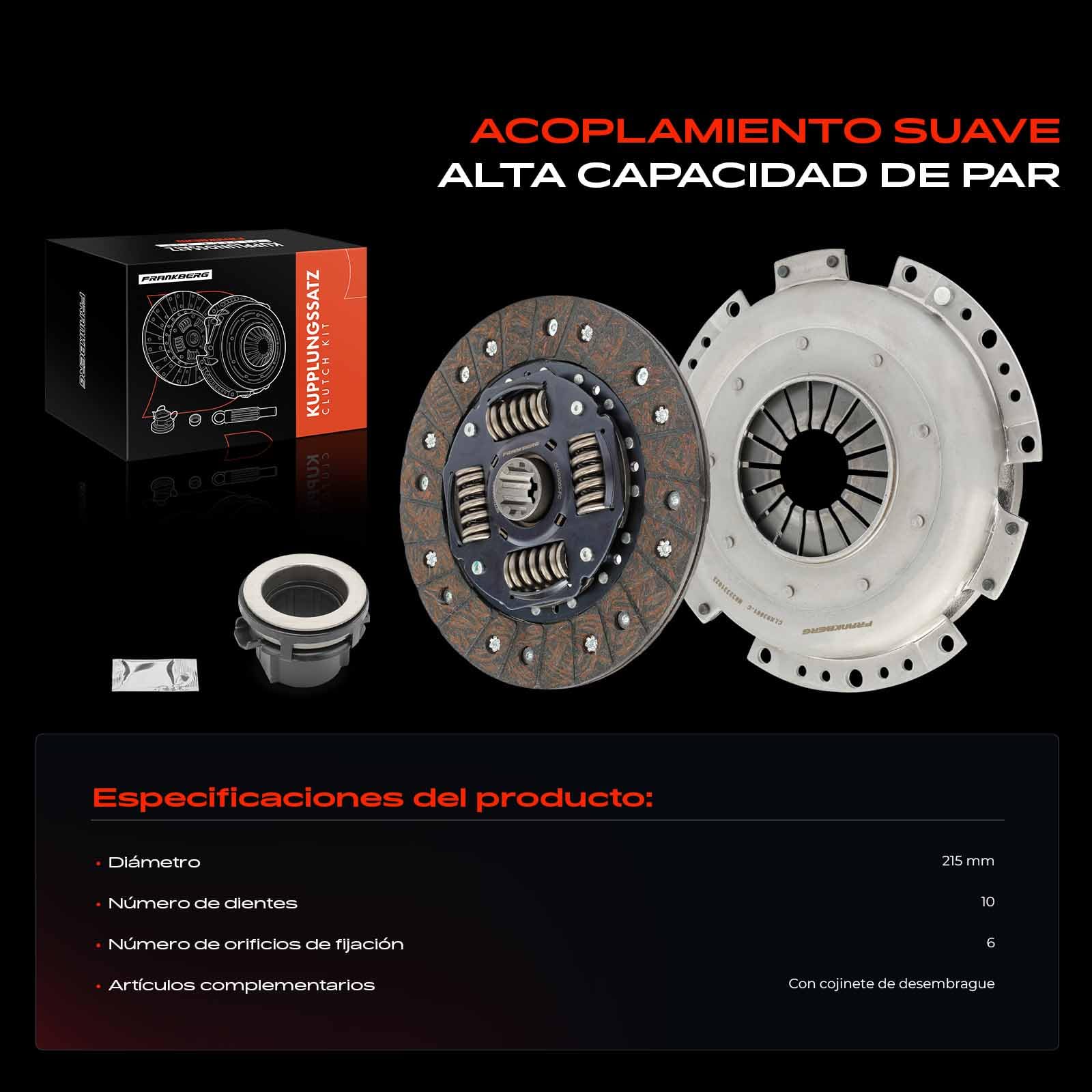 Frankberg Kit de embrague embrague 21211223570 | Compatible con: Serie 3 Touring E36, Serie 3 Compact E36, Serie 3 E36, Serie 3 Coupé E36, Serie 3 Convertible E36