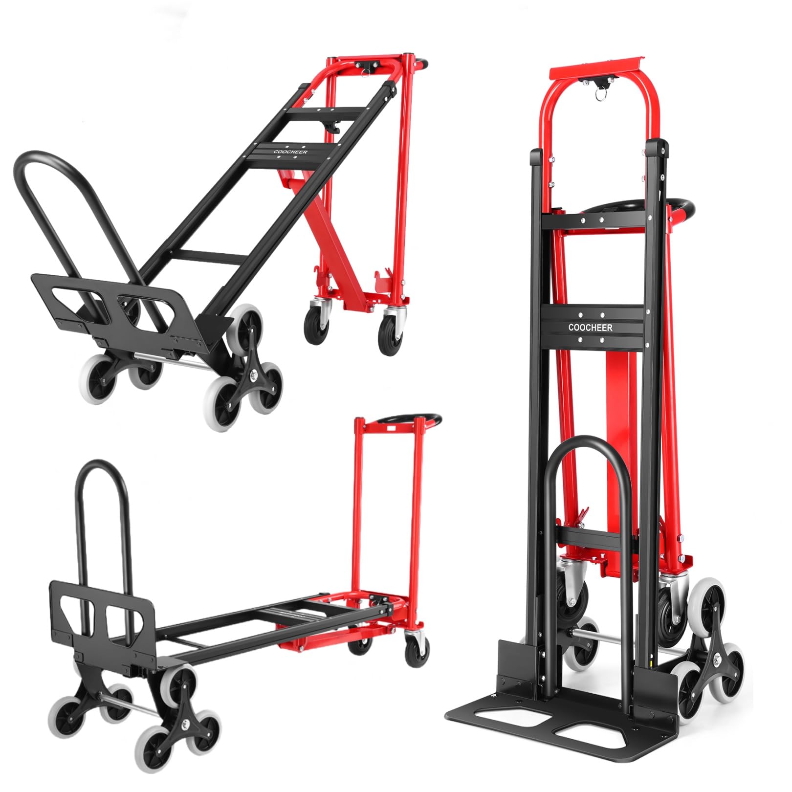 COOCHEER Heavy Duty Stair Climbing Dolly in red