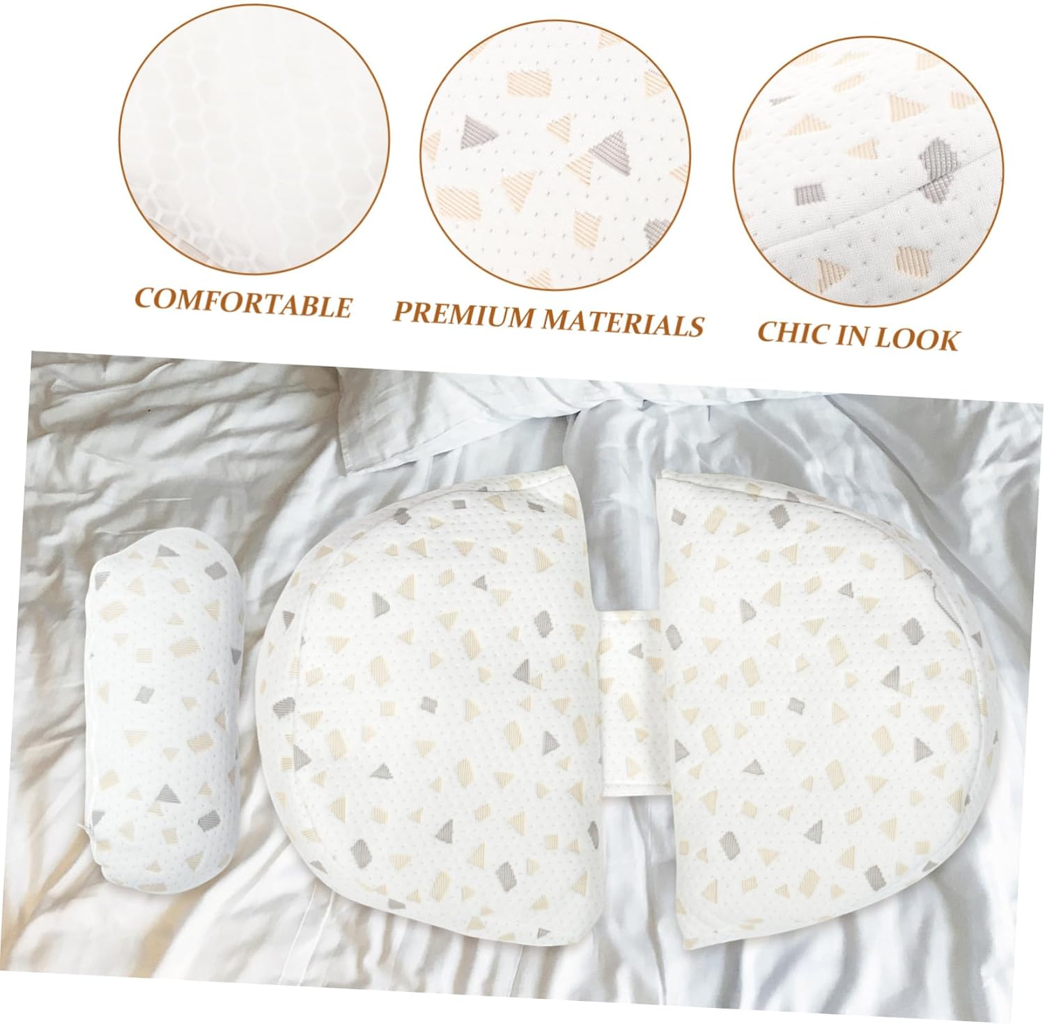 Hemoton Pregnancy Pillow with Adjustable Wedge for Supportive Side Sleeping Maternity Cushion for Pregnant Women Soft and Comfortable Back and Belly Support Portable Design Grey