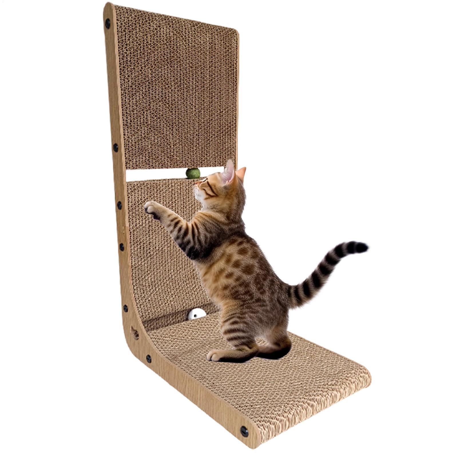 Katzenkratzbaum aus Pappe | Kratzbrett für Katzen | L-förmige Kratzmatte | für Katzen - Vertikale Entspannung Kratzbrett für Katzen | Wandmontage für Indoor-Katzen