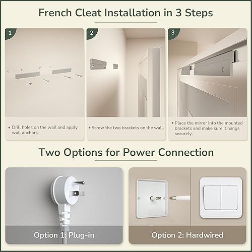 Miniatura 7 de TokeShimi Espejo LED de baño de 72 x 36 pulgadas, espejo retroiluminado frontal con doble tira de luz, 3 colores CRI 90+ función de memoria antivaho