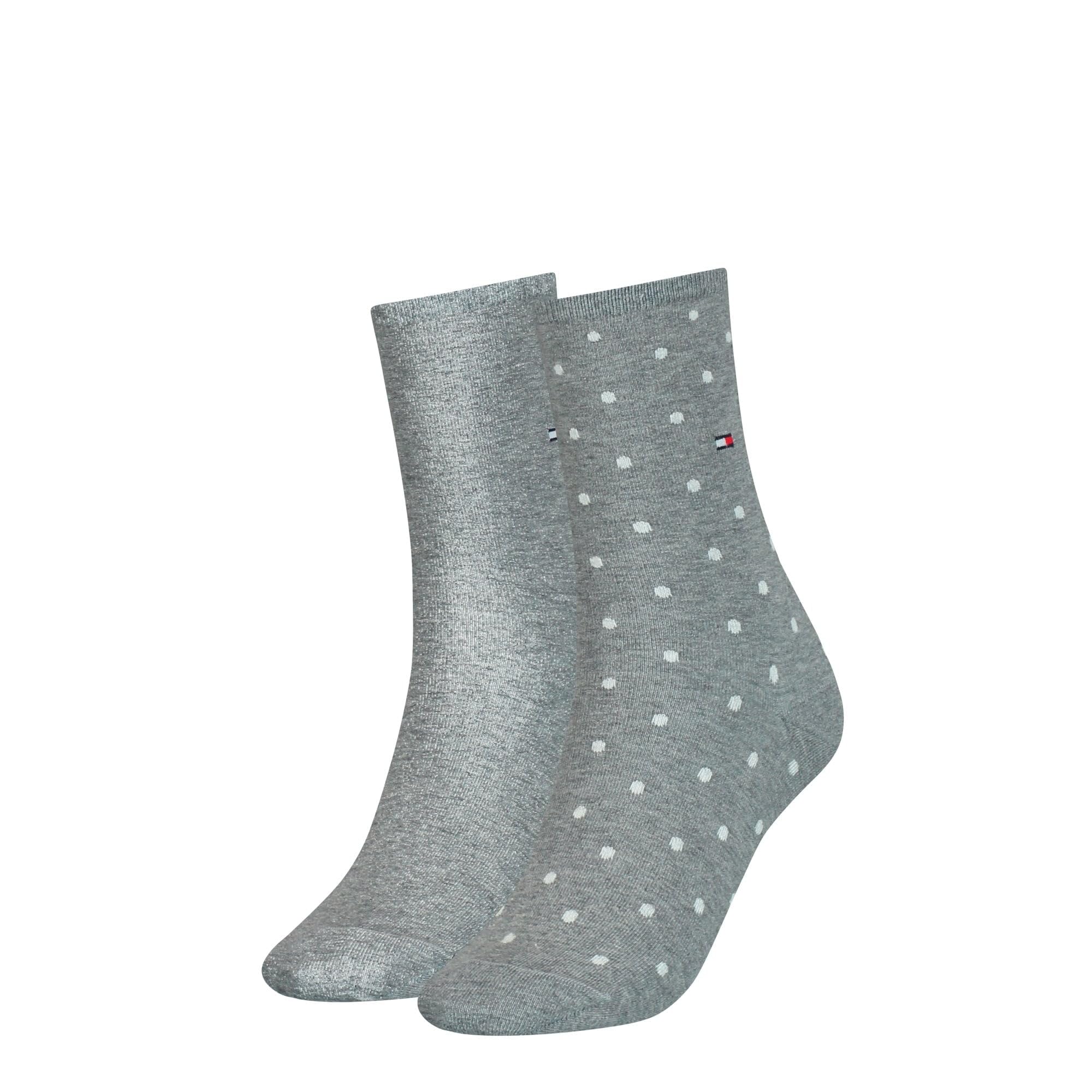 Tommy Hilfiger 2-Pack Dots Pattern Women's Socks, Middle Grey Melange 2.5-5 Grey