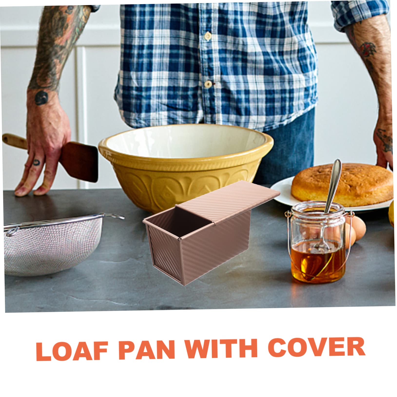 Cabilock Non Stick Toast Mold with Lid Bread Baking Pan for Home Bakery Use Versatile Loaf Pan for Whole French Bread Easy Cleanup present