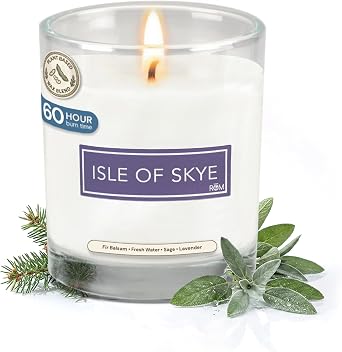 Isle of Skye Luxury Scented Candle Natural Plant Based Wax, 9oz Fir Balsam, Sage, White Orchid & Eucalyptus - Long Lasting 60 Hour Burn Non-Toxic, Hand-Poured in USA for Home