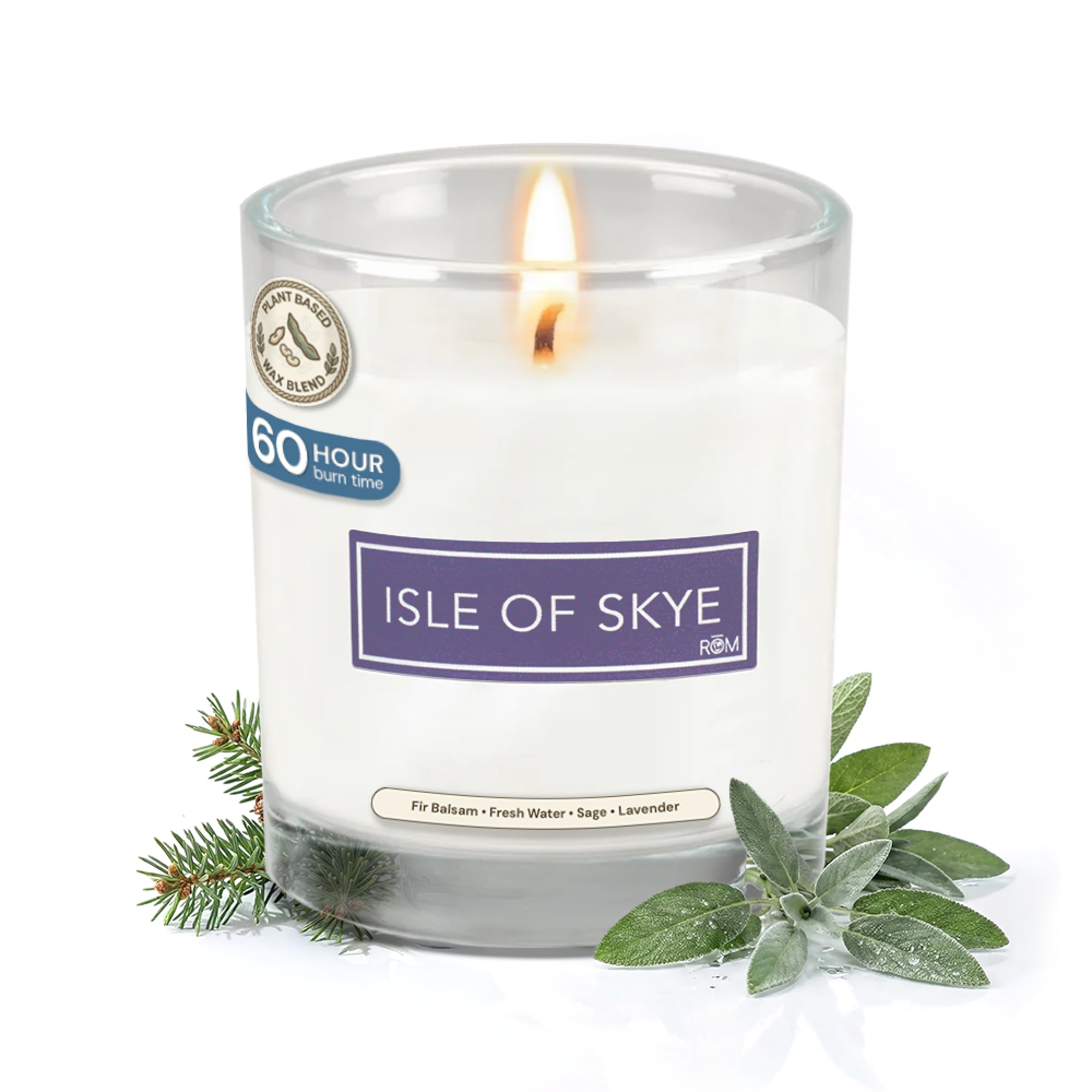 Isle of Skye Luxury Scented Candle – Natural Plant Based Wax, 9oz – Fir Balsam, Sage, White Orchid & Eucalyptus - Long Lasting 60 Hour Burn –