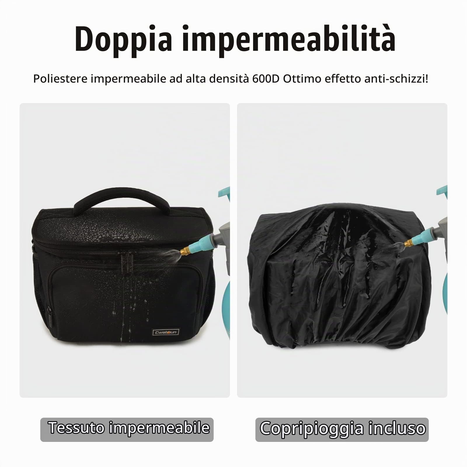 Cwatcun fotocamera borsa fotocamera SLR, borsa fotografica impermeabile per fotocamere reflex per Canon, Nikon, Sony, Fuji piccola DSLR/SLR e obiettivo, Nero, L