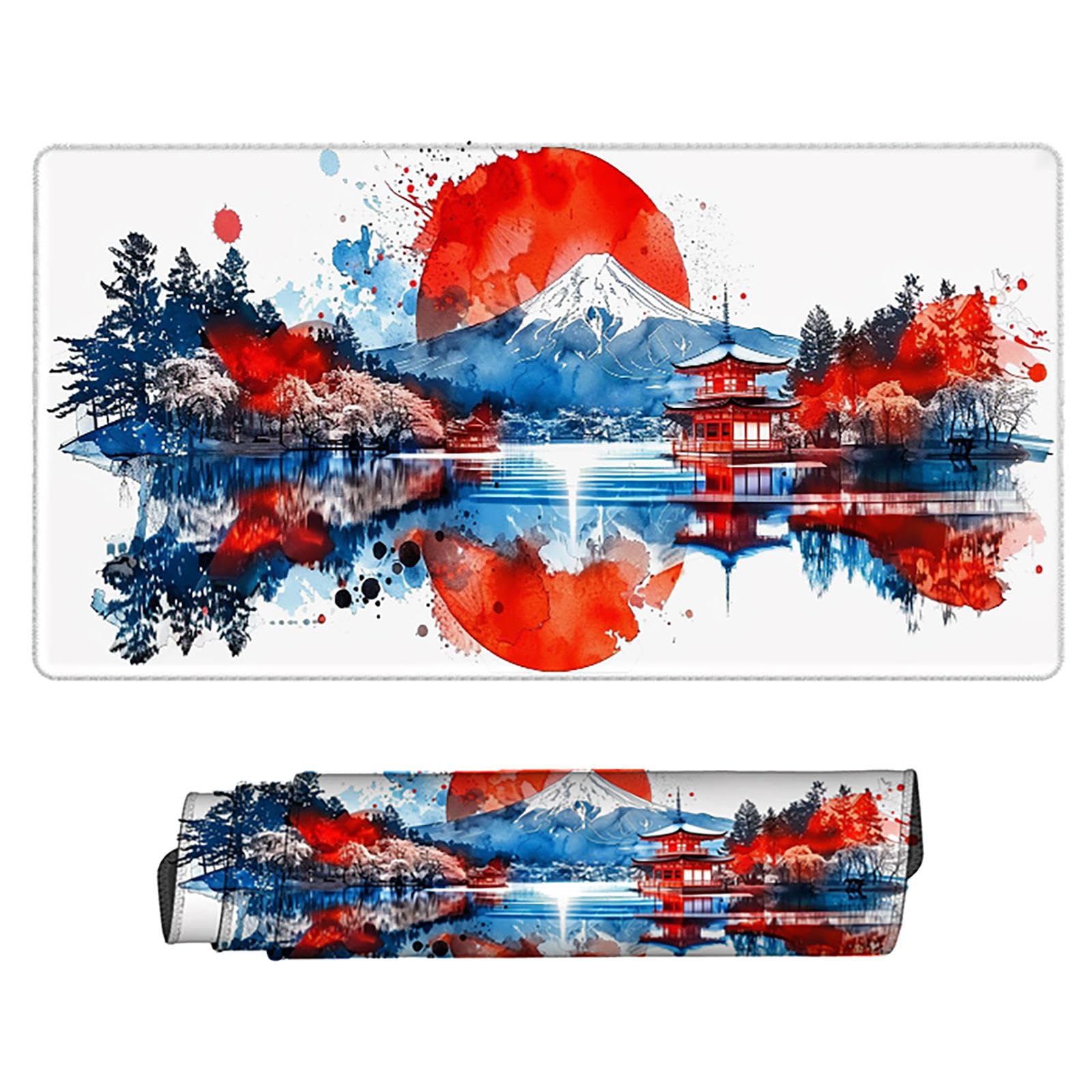 Niebieska podkładka pod mysz XXL, podkładka na biurko, 1200 x 600 cm, szyte krawędzie, podkładka pod mysz, gumowa podstawa, góra, Fuji, podkładka pod mysz, stabilna przyczepność na gładkich