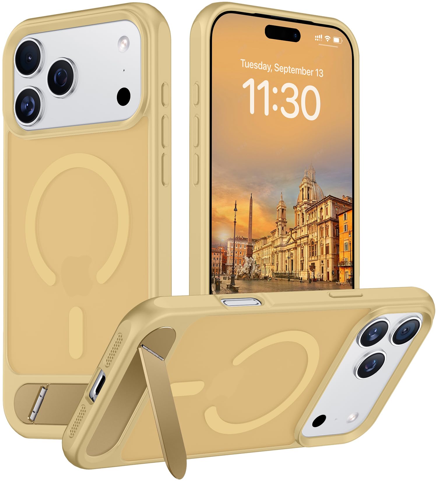 Temdan Magnetic for iPhone 18 Pro Case/iPhone 17 Pro Case Stand Light Brown