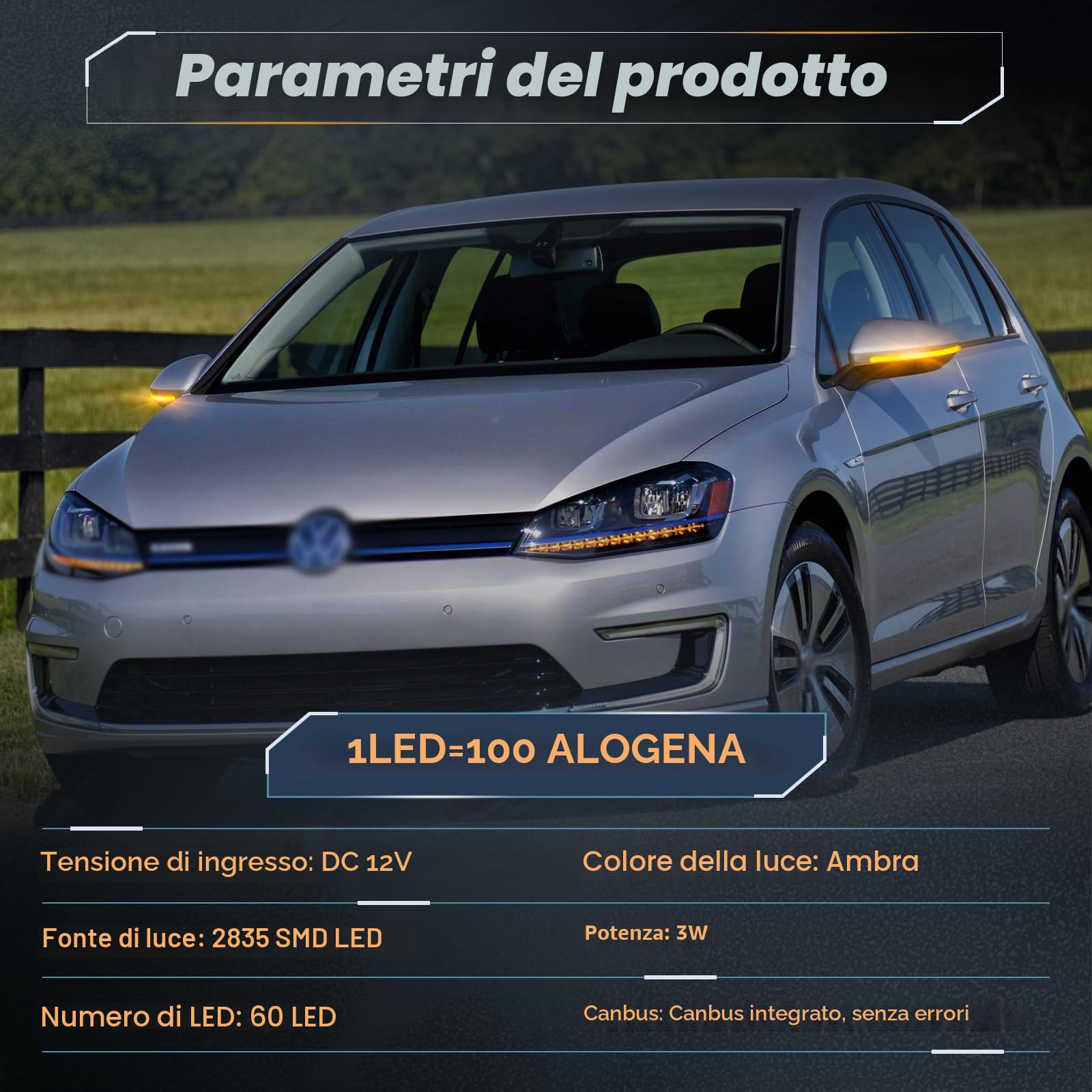 POPMOTORZ Frecce LED Specchietto, 2 Pezzi Dinamiche Indicatore di Direzione per Specchietto Retrovisore per VW Golf 7 Golf 7.5 Golf 7 R-line Golf 7 GTI Golf Sportsvan E-Golf T-ouran 2, Trasparente
