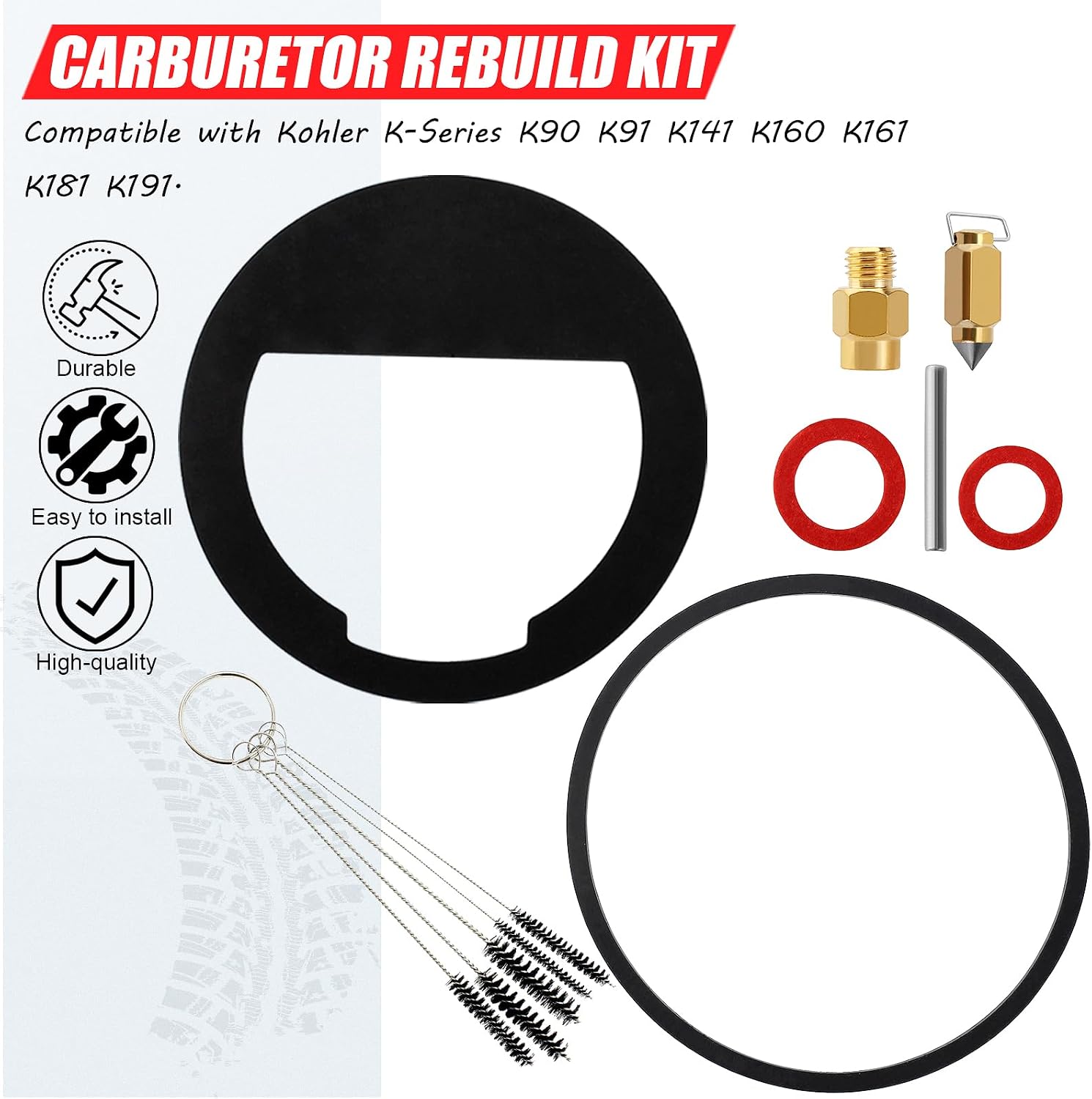 Carburetor Rebuild Kit Compatible with Kohler K-Series K90 K91 K141 K160 K161 K181 K191 K241 K301 K321 K330 K331 K341 K482 K532 2575701 25-757-01 2575701S 2575701-S 25-757-01-S 4 6HP Pack of 2