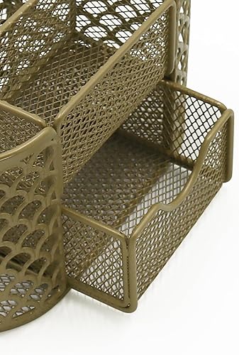 Miniatura 4 de Organizador de escritorio de oficina con cajón, superficie de revestimiento nano dorado, almacenamiento de metal, también se utiliza para el hogar,