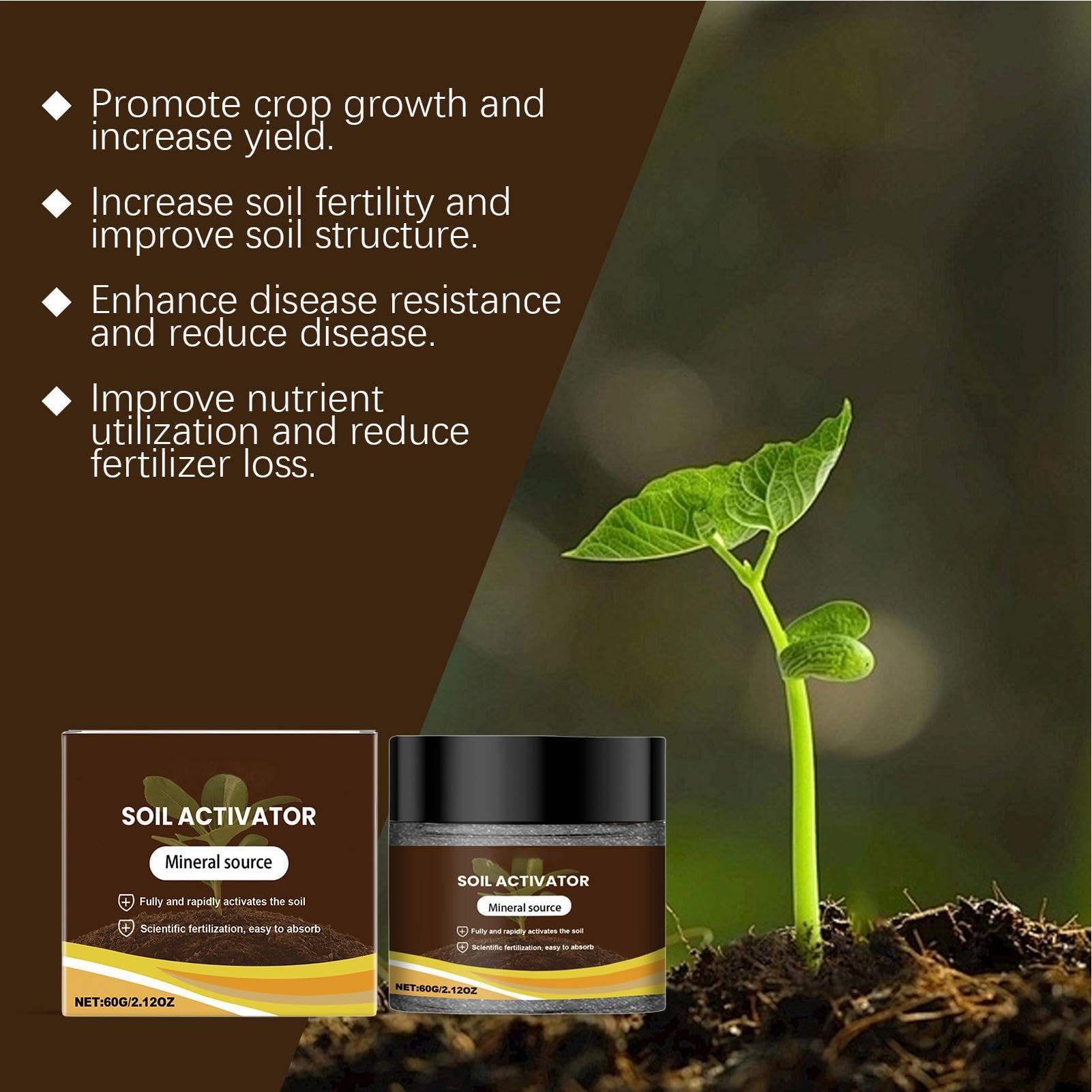 Activador de suelo en polvo, acondicionador y aflojador de suelo soluble en agua, revitaliza el suelo compactado, para plantas de interior, hortalizas, flores y céspedes (3pcs)