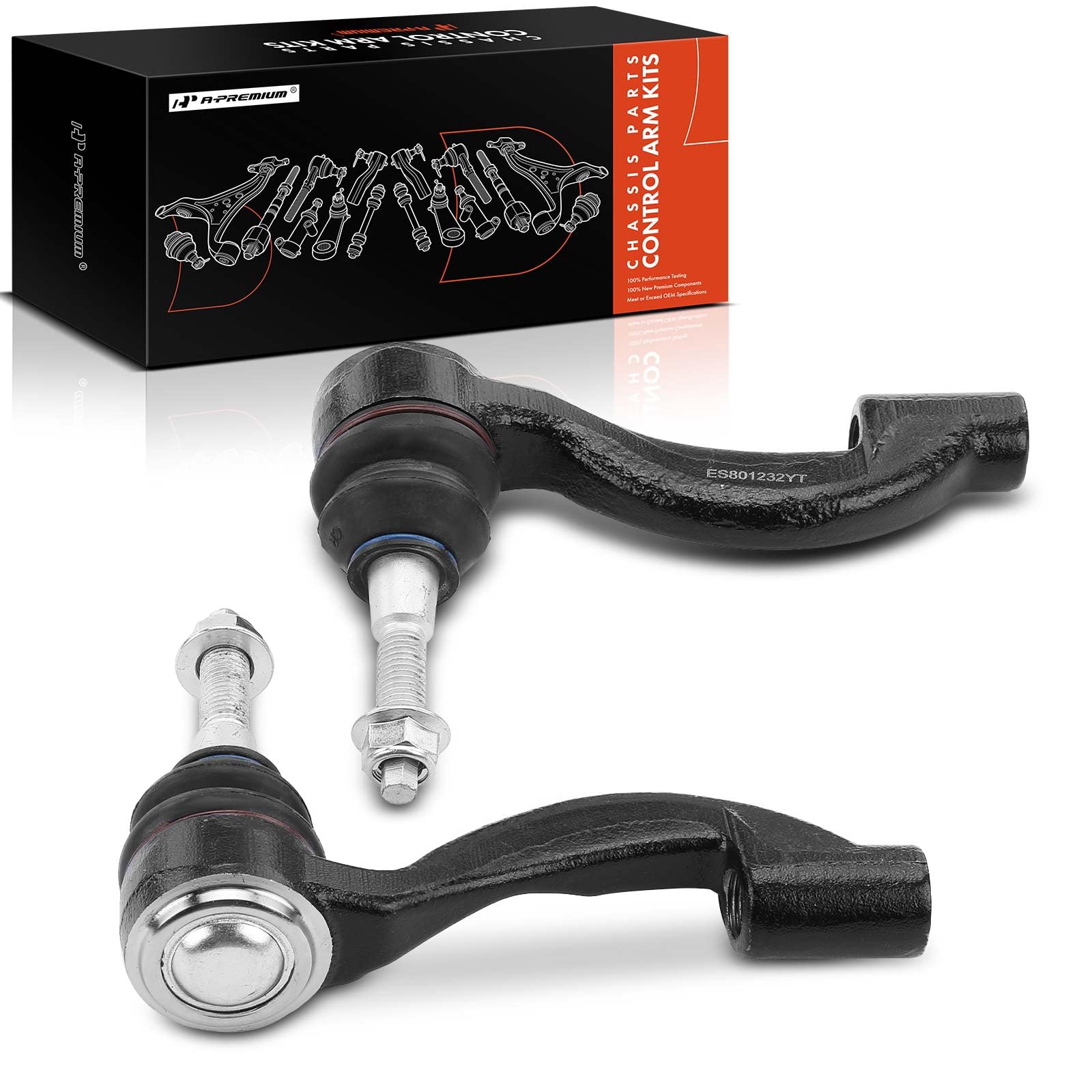 A-Premium2 x Front Outer Tie Rod Ends, Compatible with Chevrolet Camaro 2016-2019, Cadillac CTS 2014-2019, ATS 2013-2019, RWD Only
