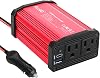 ALLWEI 300W Car Power Inverter with 65W USB-C and 3.0 USB Port - DC 12V to 110V AC Power inverters for Vehicles Converter Fast Charging Ports Car Charger Adapter Red