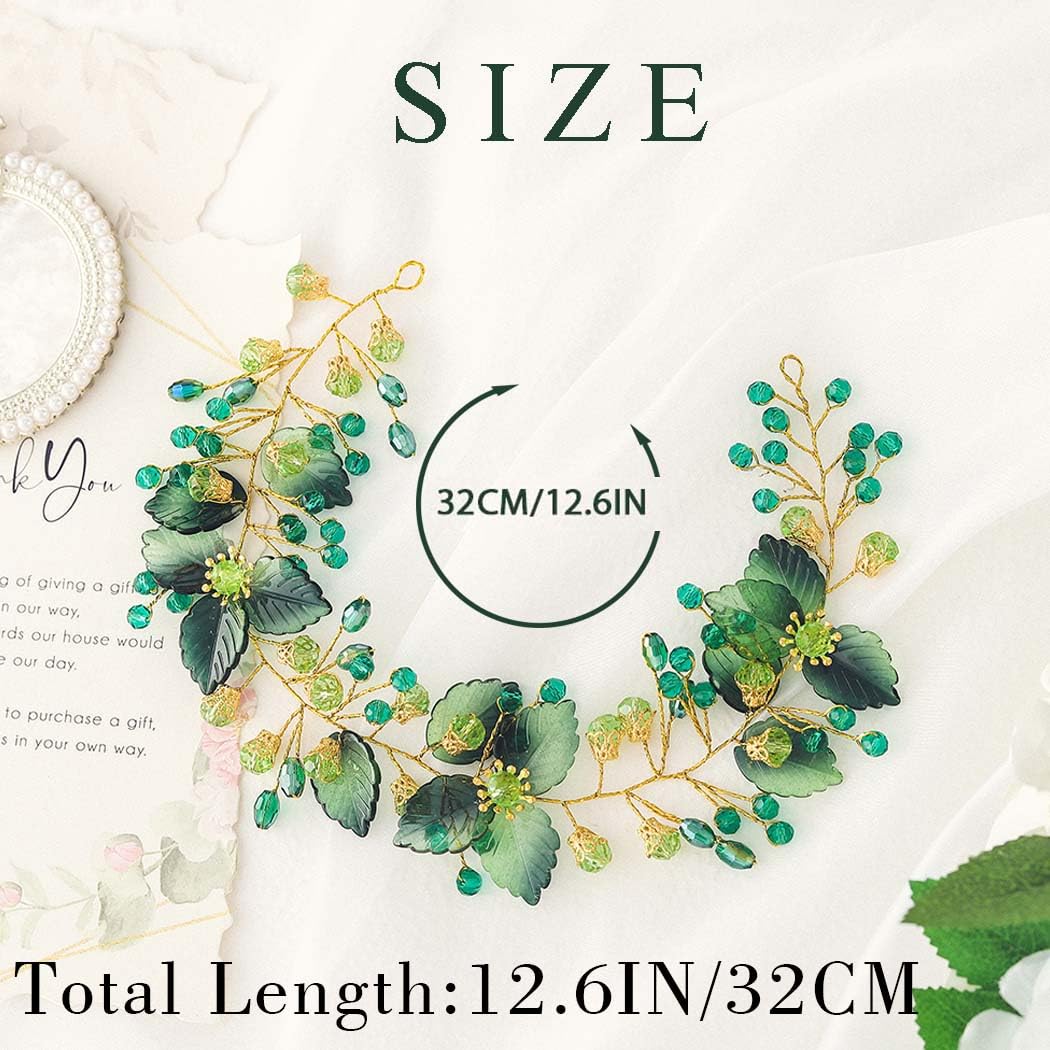 IYOU Diadème Mariage Cristal Vert Émeraude - Couronne Strass Baroque Étincelante Pour Mariée Et Demoiselle D'Honneur