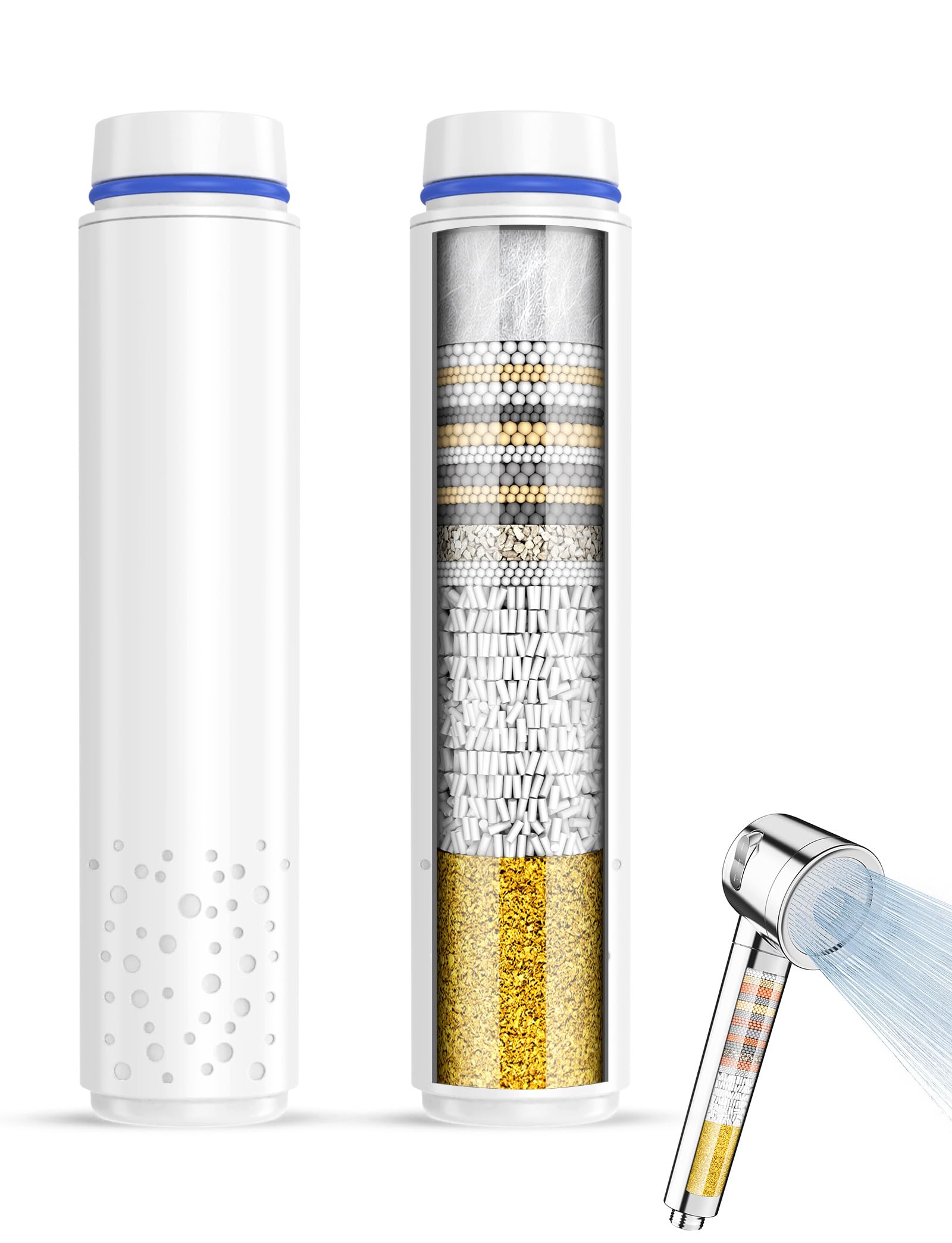 PWERAN 2 Pack 18 Stage Shower Head Filter Replacement Cartridge for ASIN B0G3P3B18C, B0FR9DHN7V, B0G9254BP9, B0GHXGR4RR, Shower Head Filter for Hard Water UK Remove Chlorine and Harmful Substances