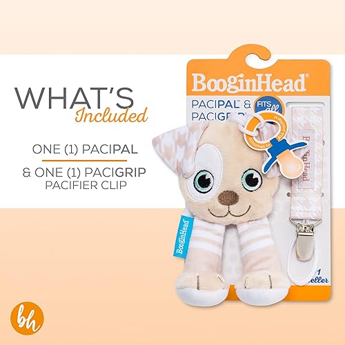 Miniatura 5 de BooginHead Soporte para chupete de animales de peluche y clip para chupete, cachorro marrón