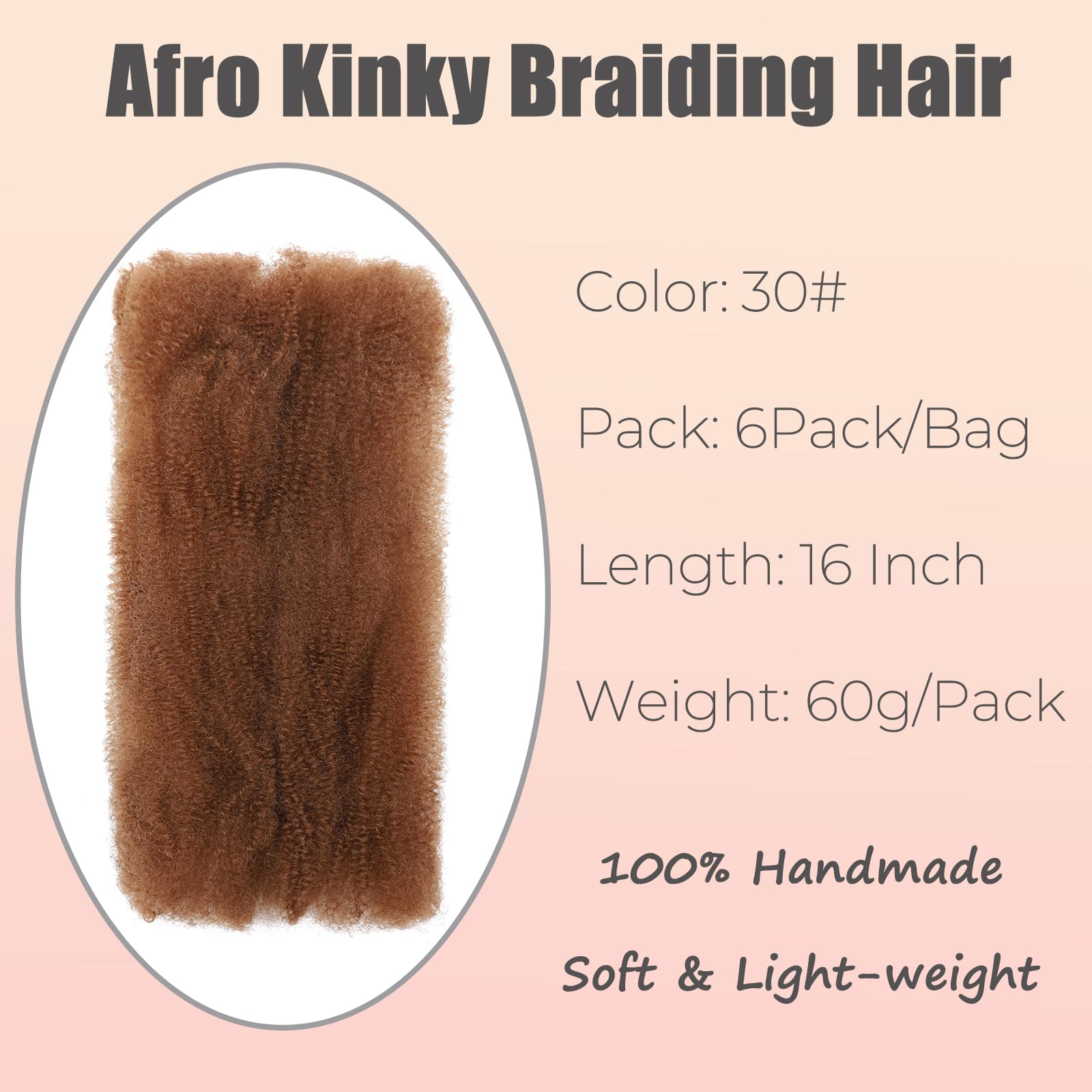 TOOPBIUTI Afro Kinky Bulk Hair 16 Inch Spring Twist Braiding Hair Bulk Locs Dreadlock Extensions Afro Kinky Curly Crochet Braid (30# - Image 2