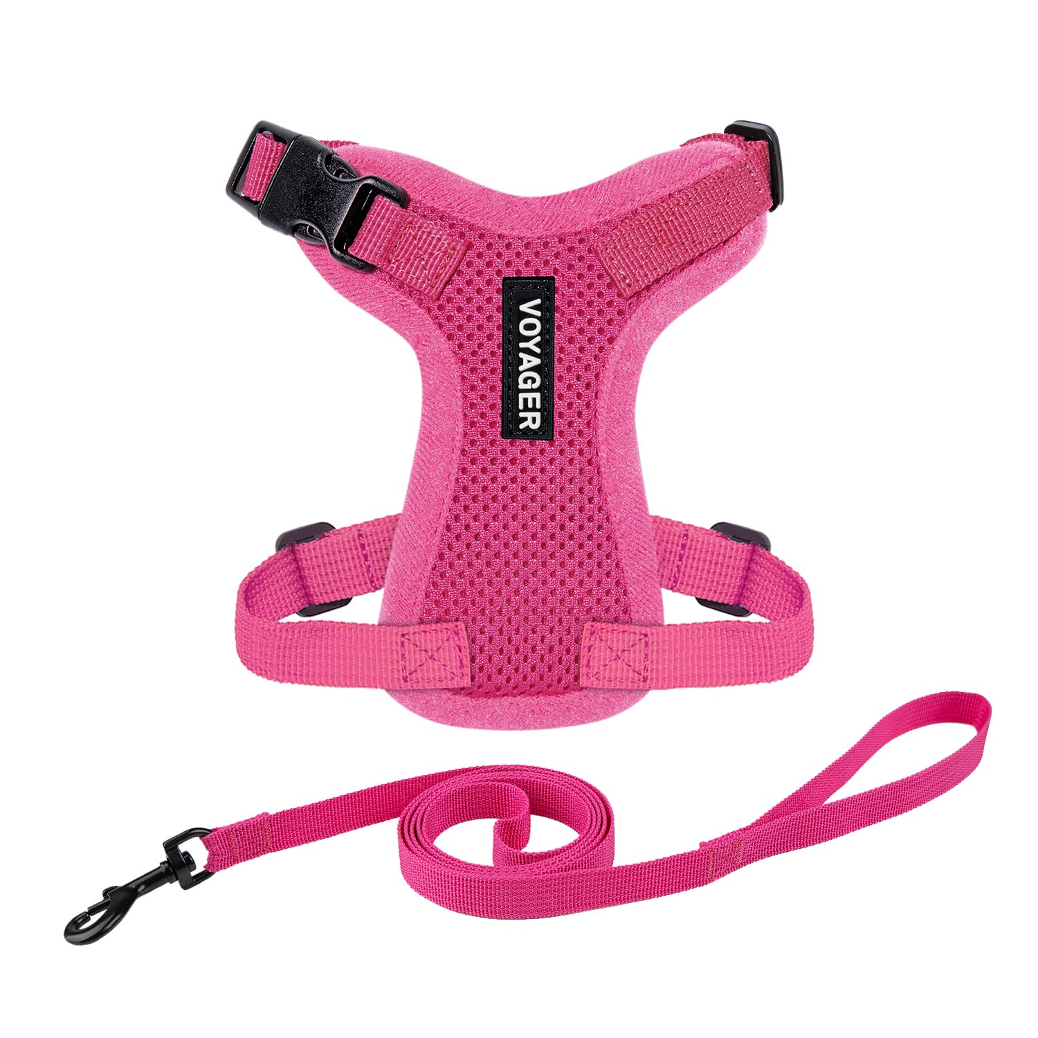 Best Pet Supplies Voyager Step-in Lock Harness - All Weather Mesh, Adjustable Step in Harness for Cats and Dogs - Fuchsia (Matching Trim), XXXS