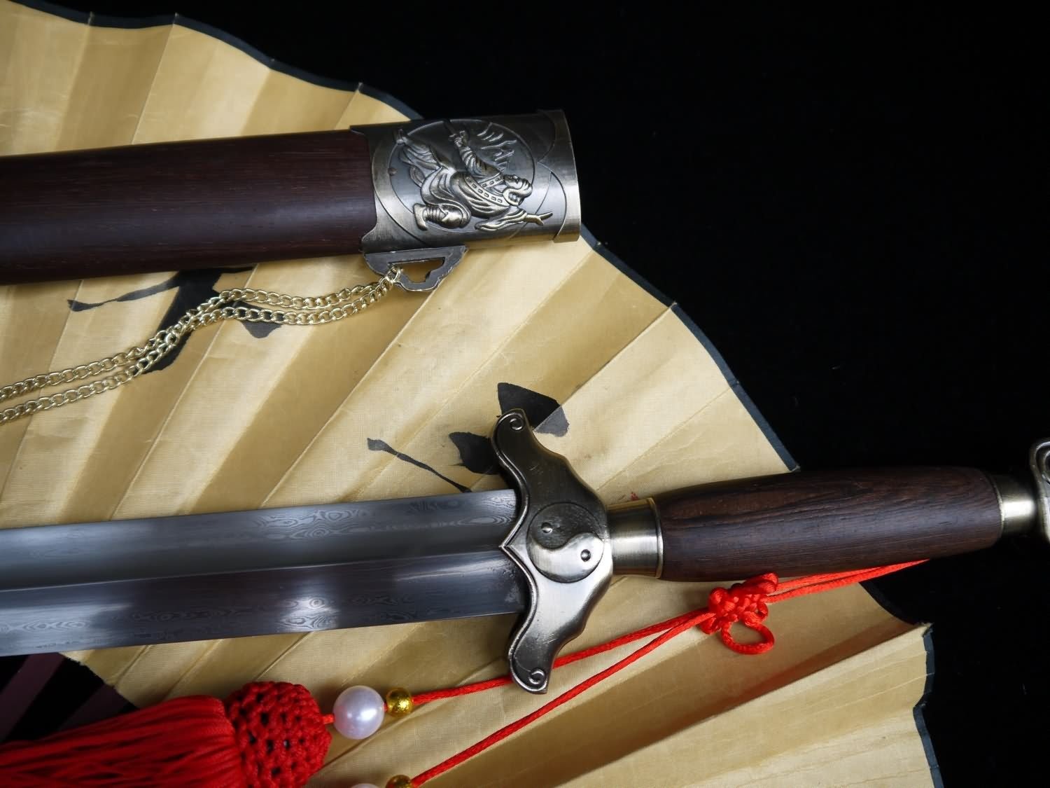 Loong Sword/Chinese Hand Forged Tai Chi Sword Sale Flexible Blade Full Tang&Red Tassel/Rosewood Scabbard/Wushu/Length 40