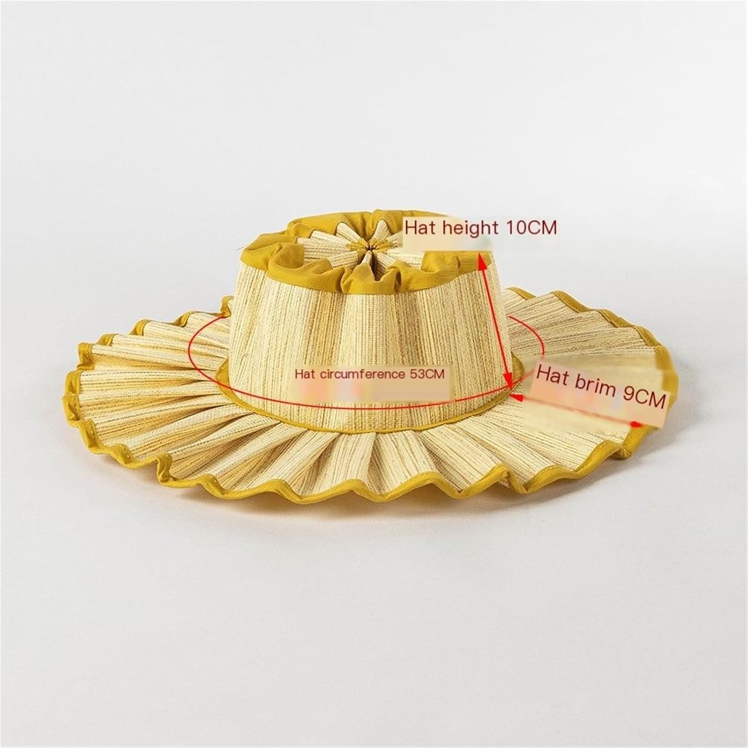 Kids Foldable Wide Brim Straw Sun Hat - Cute Pleated Flat Top Summer Hat for Girls, UV Protection Outdoor Travel Beach Hat