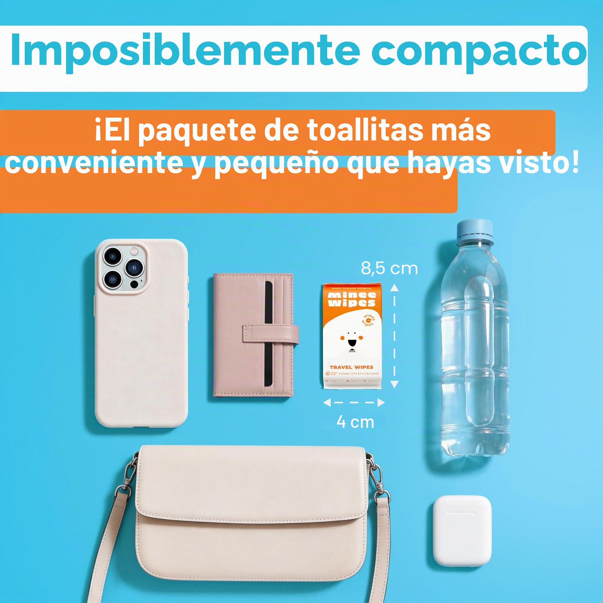 Impossibly Compact Toallitas de viaje – 99.5% de agua – seguras para pieles sensibles e hipoalergénicas, resellables, gruesas y duraderas – para adultos y niños – sin perfume, paquete de 10 unidades