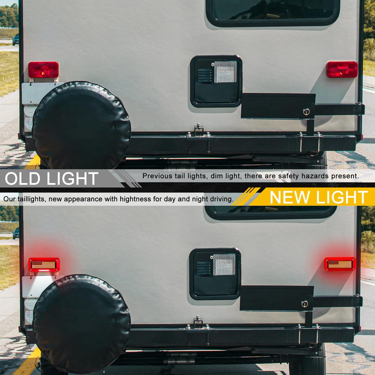 LINKITOM LED Trailer Light Kit, 2-Pack RV Camper Tail Lights, 10pcs Side Marker Lights, and RV Porch Light - Surface Mount for Trailers, RVs, Campers, IP67 Waterproof