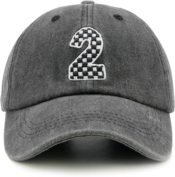 Gorra Waldeal de Cumpleaños de Auto de Carreras con Cuadros Bordados para Niños y Niñas Pequeños