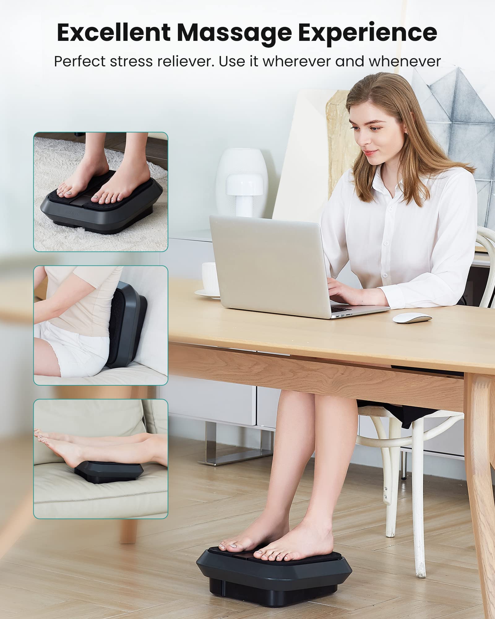Nekteck Vibrating Foot Massager with Heat, Electric Foot Massager Machine for Circulation and Pain Relief, 5 Modes and Intensities Multi Relaxation Gifts for Men and Women