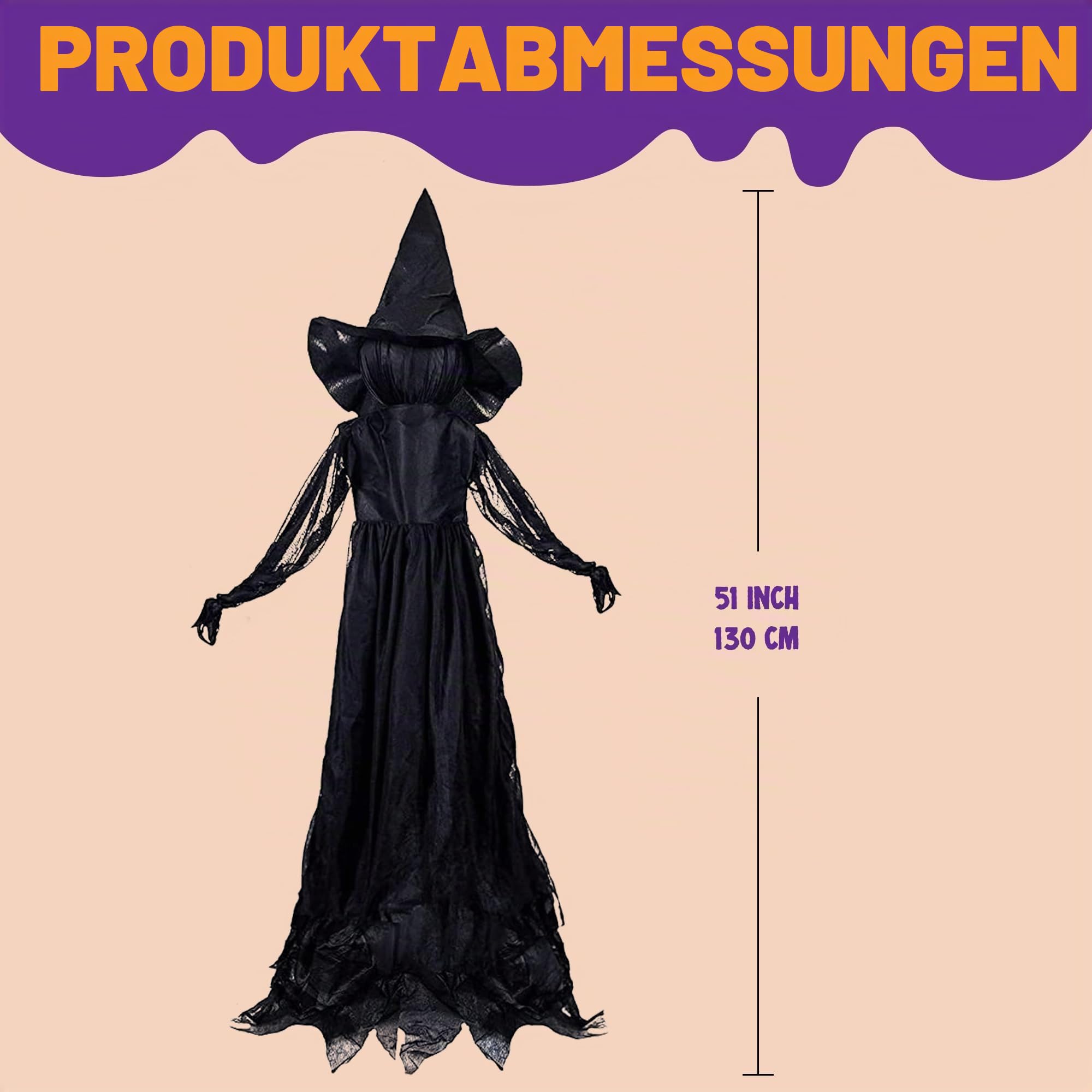 JOYIN 3 Stück Halloween-Hexenhof Dekorationen, halten Hände Hexenhof mit gruseligem Sound und beleuchtetem Kopf (Sound-Aktivierung) für Halloween, Outdoor, Rasen, Hof, Terrasse, Spukhaus Dekorationen