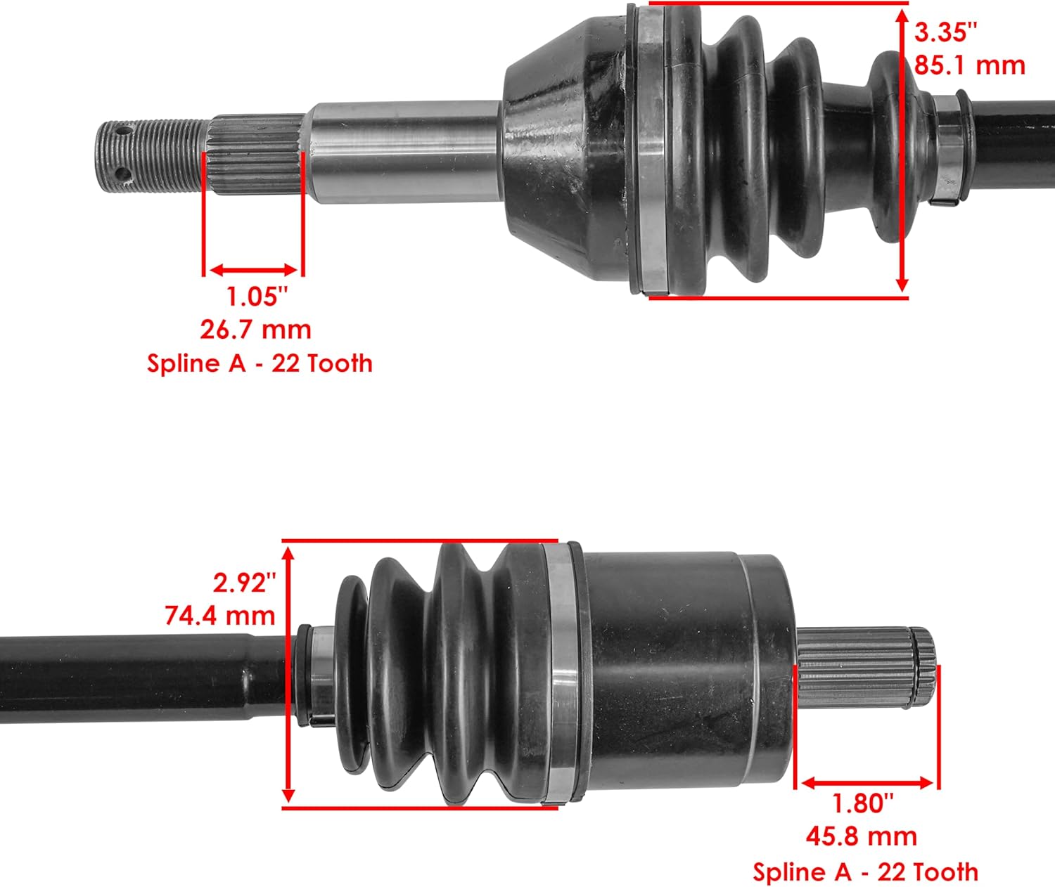 Caltric 611-04071A 911-04071A Front CV Axle Compatible with Cub Cadet Volunteer Left or Right