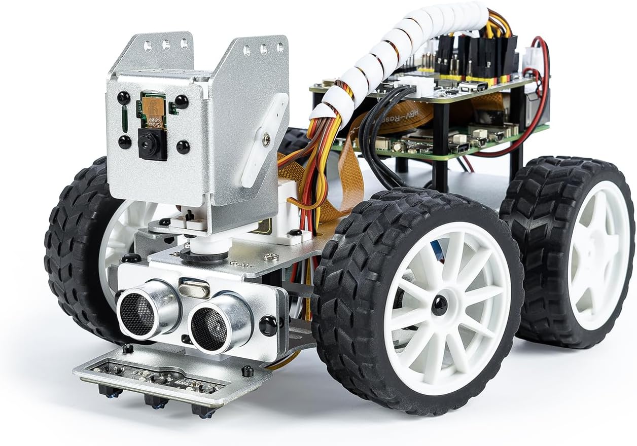 SunFounder Picar-X AI Video Robot Car Kit for Raspberry Pi 5/4/3B+/Zero 2w, LLMs ChatGPT-4o/Gemini/Grok, Voice&Video Recognition, Python, Scratch, Camera (RPI NOT Included)