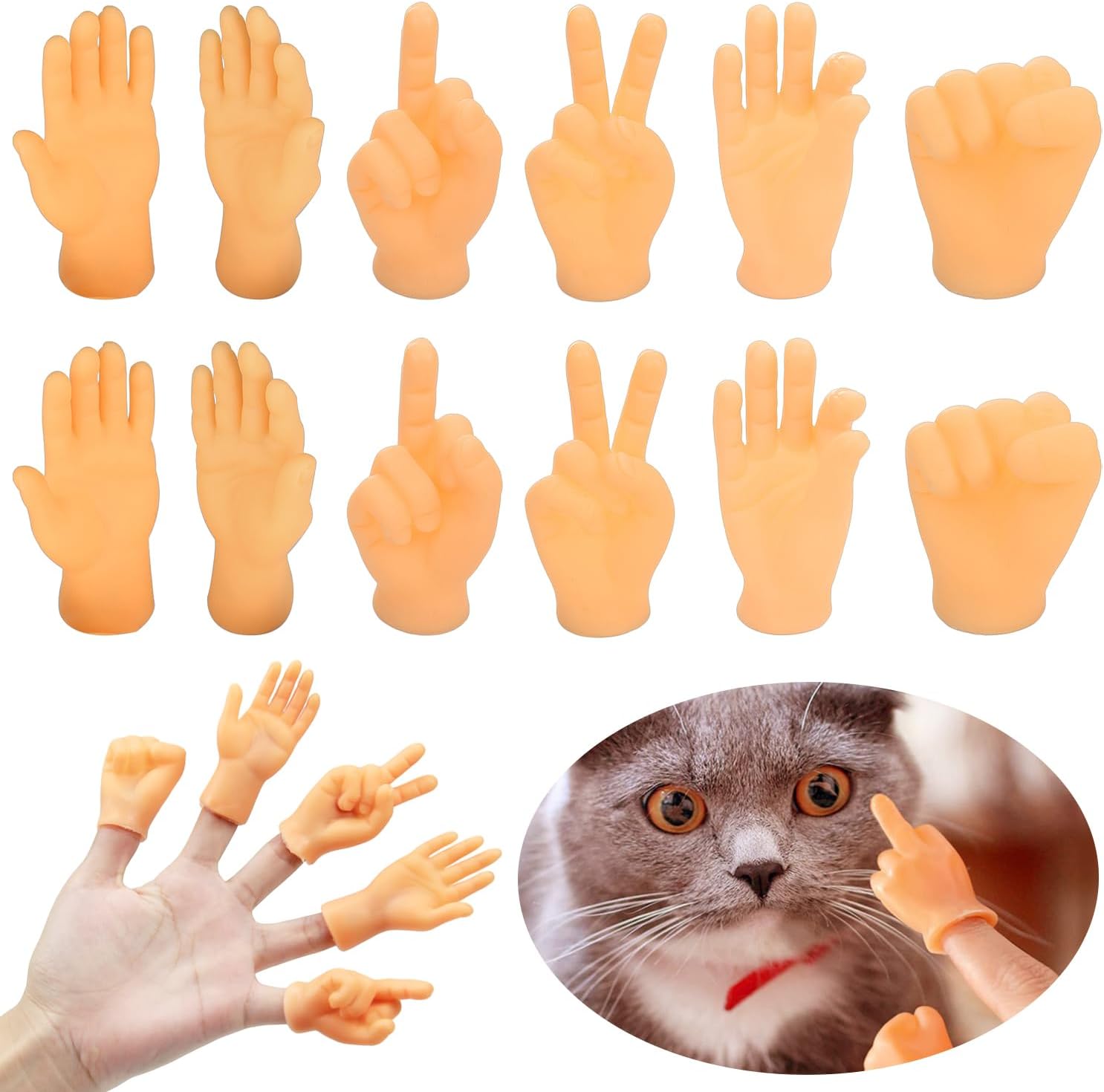 ZIOYA 18 Stück Mini Kleine Hände Fingerpuppen Mini Hände Tiny Hands Set Fingerpuppe Ldeal für