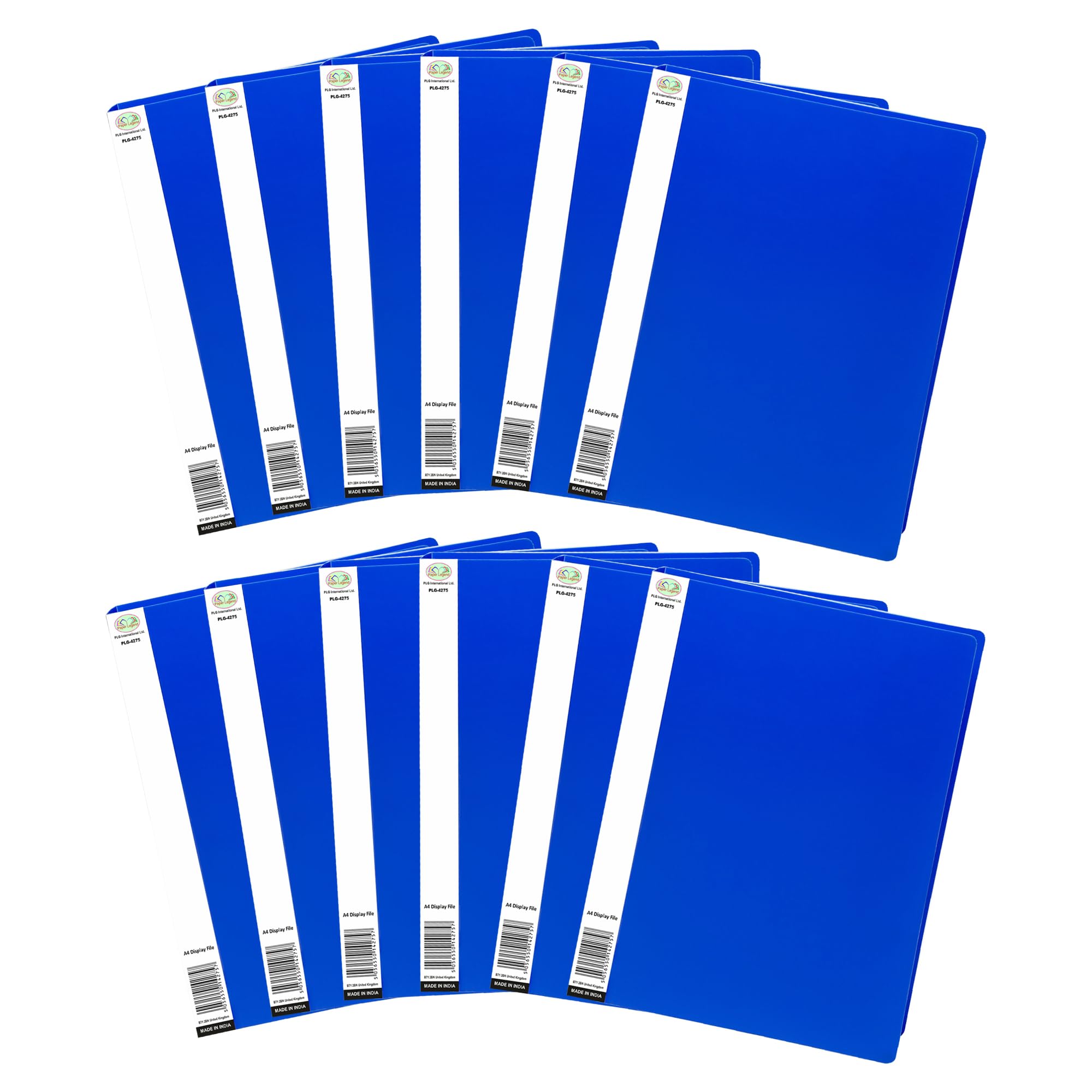 Eason BROS 12 Pack A4 Display Book Folder, 20 Pocket Presentation File with Clear Plastic Sleeves for Certificates, Reports, Projects, School, Office Filing & Document Storage - (Blue)