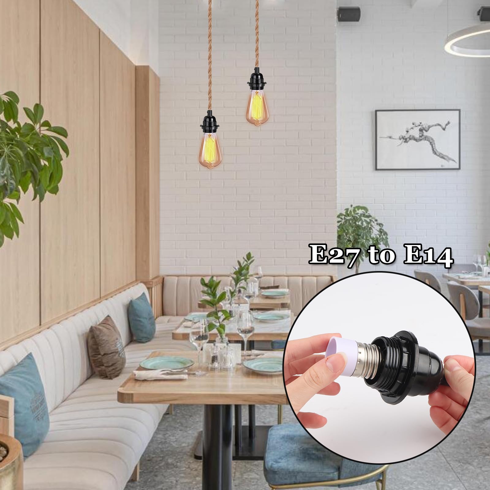 2 Piezas Portalámparas E27 con Interruptor Adaptador de Lámpara con Enchufe con 2 Piezas Cable de 6M Cable Bases DIY Candelabro Colgante Lámpara para Comedor Sala Bar Cafetería