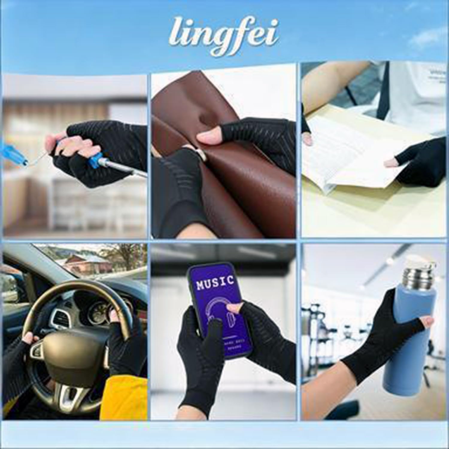 LingFei Compression Gloves for Arthritis Hands, Carpal Tunnel Pain Relief & Swelling -Copper Arthritis Gloves for Women & Men