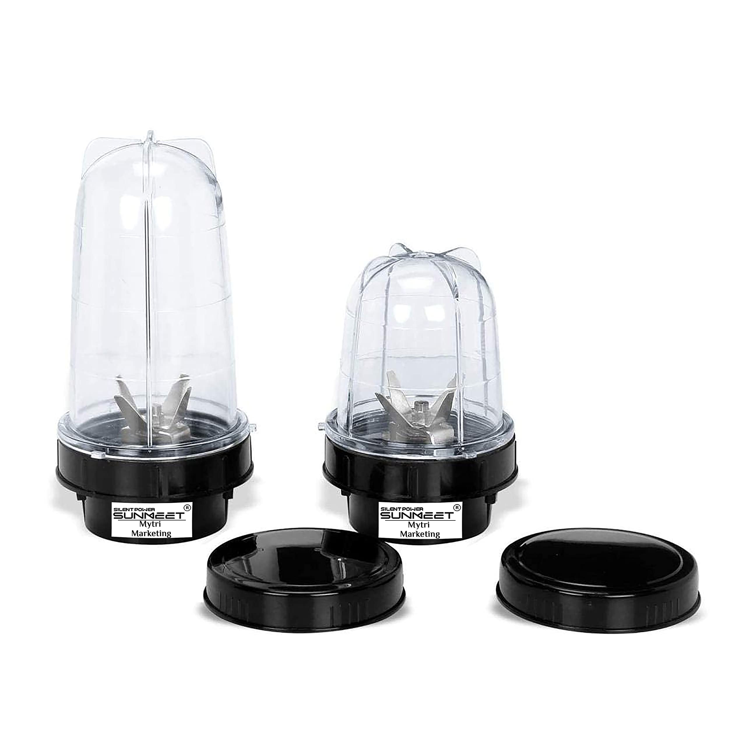 SilentPowerSunmeet Bullet Jars for Mixer Grinder Set of 2 (530 ML,350 ML) ABS Transparent Juicer Jar, Black- NMA81-image-18