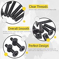 Vista 4 de Hilitchi M6 - Juego surtido de 120 tornillos de cabeza hexagonal negra, tuercas de barril para cuna, cama de bebé, muebles, cunas y sillas